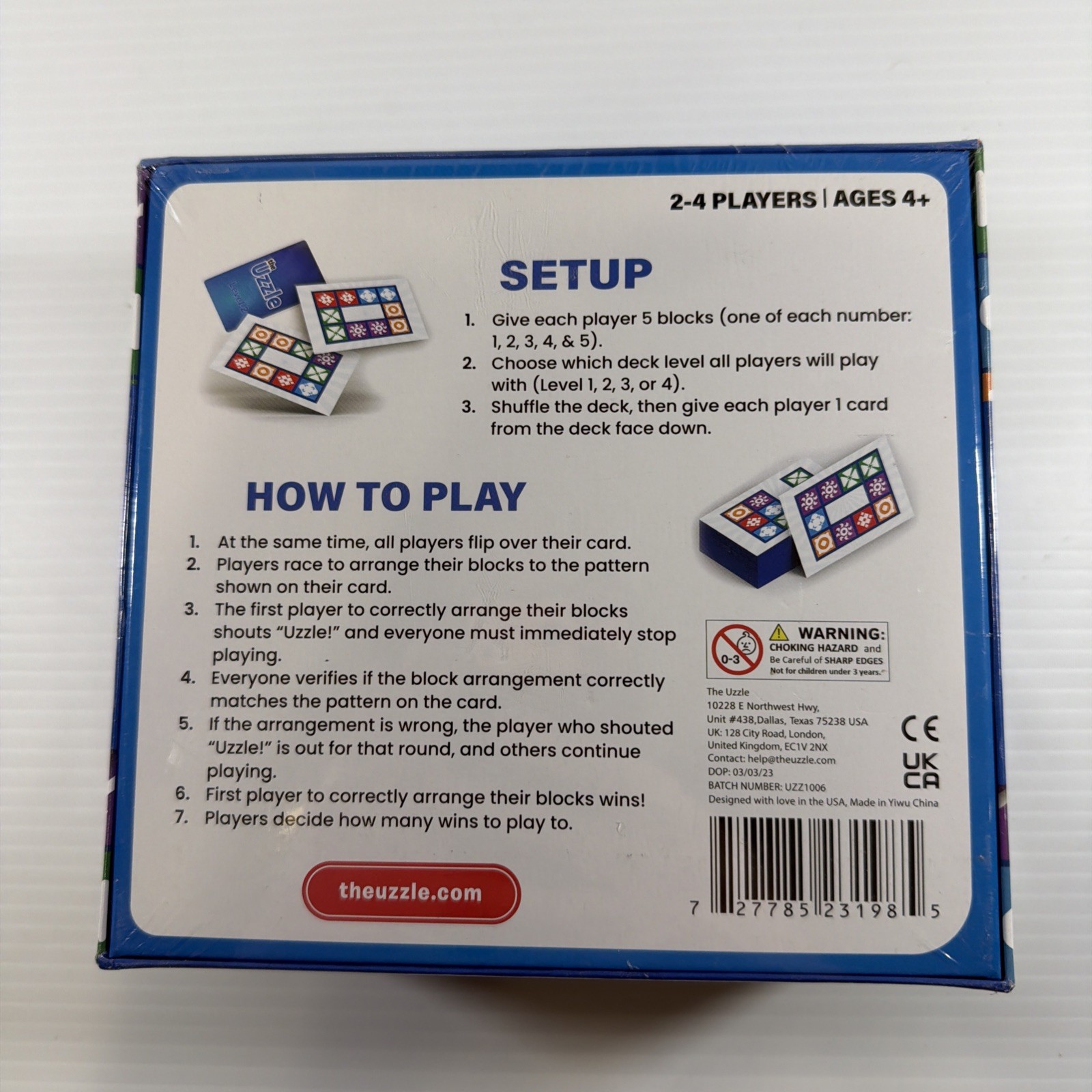 The Uzzle Board Game, Family Block Puzzle for Children & Adults NEW Sealed