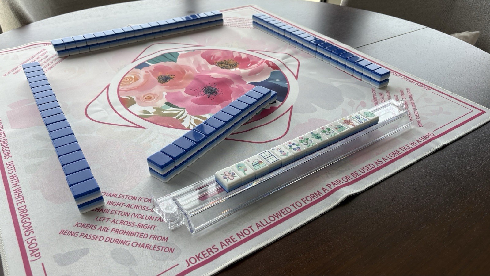 New Blue Pickleball American Mahjong Engraved/Acrylic Tiles + Bag + Free Ship