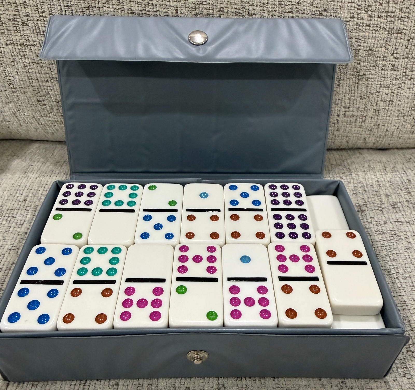 Cardinal Premier Double Nine Jumbo Color Dot Dominoes Set Vinyl Case NEW