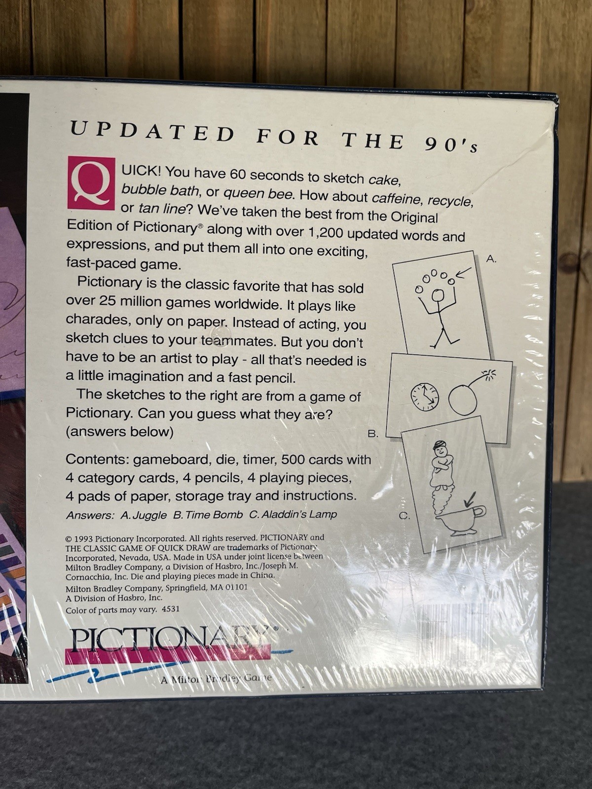 Vintage Pictionary Board Game 1993 “Updated for the 90s” New NOS