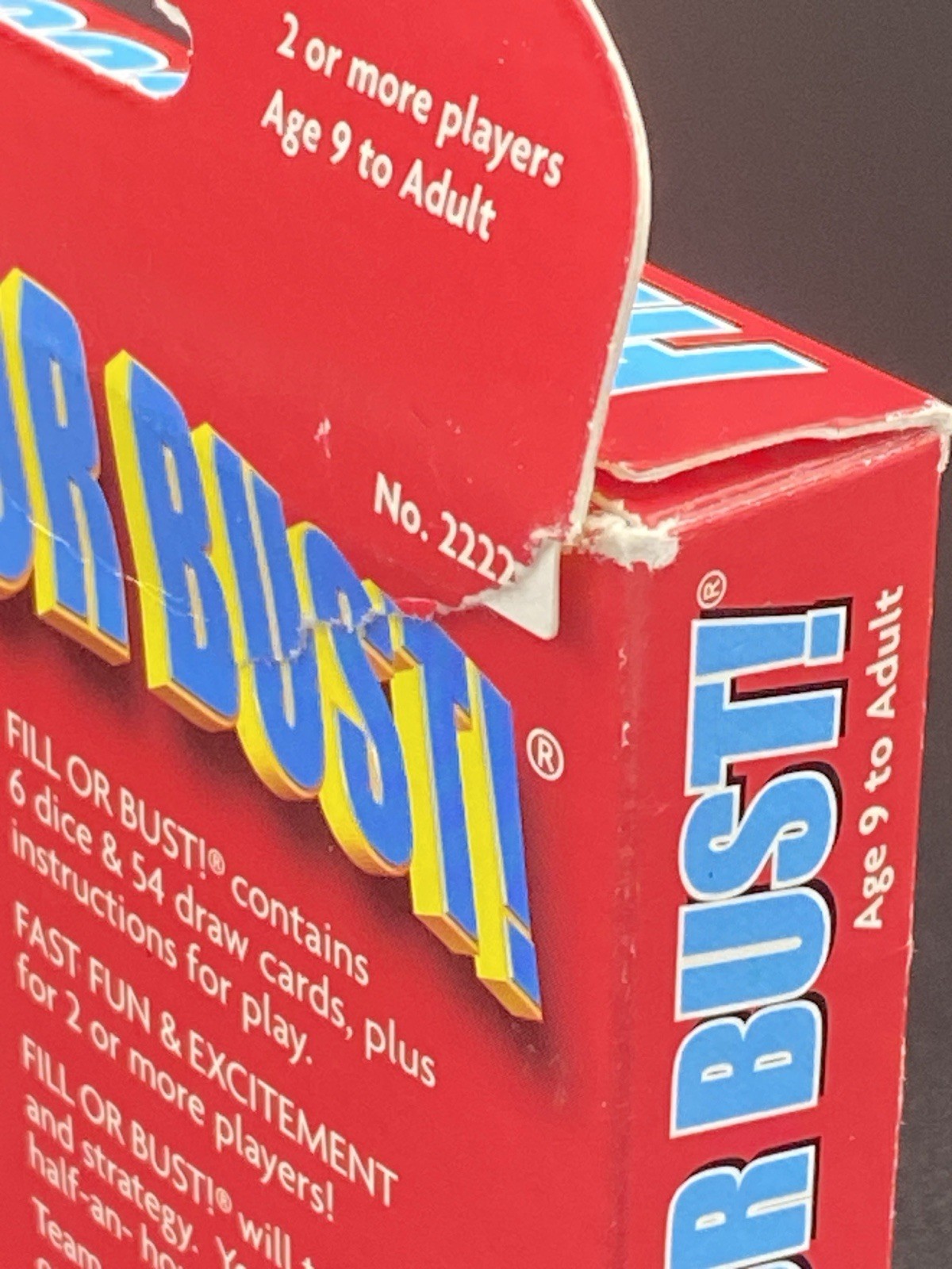 FILL OR BUST! Dice Card Game No. 2222 (Bowman Games 2009) Complete