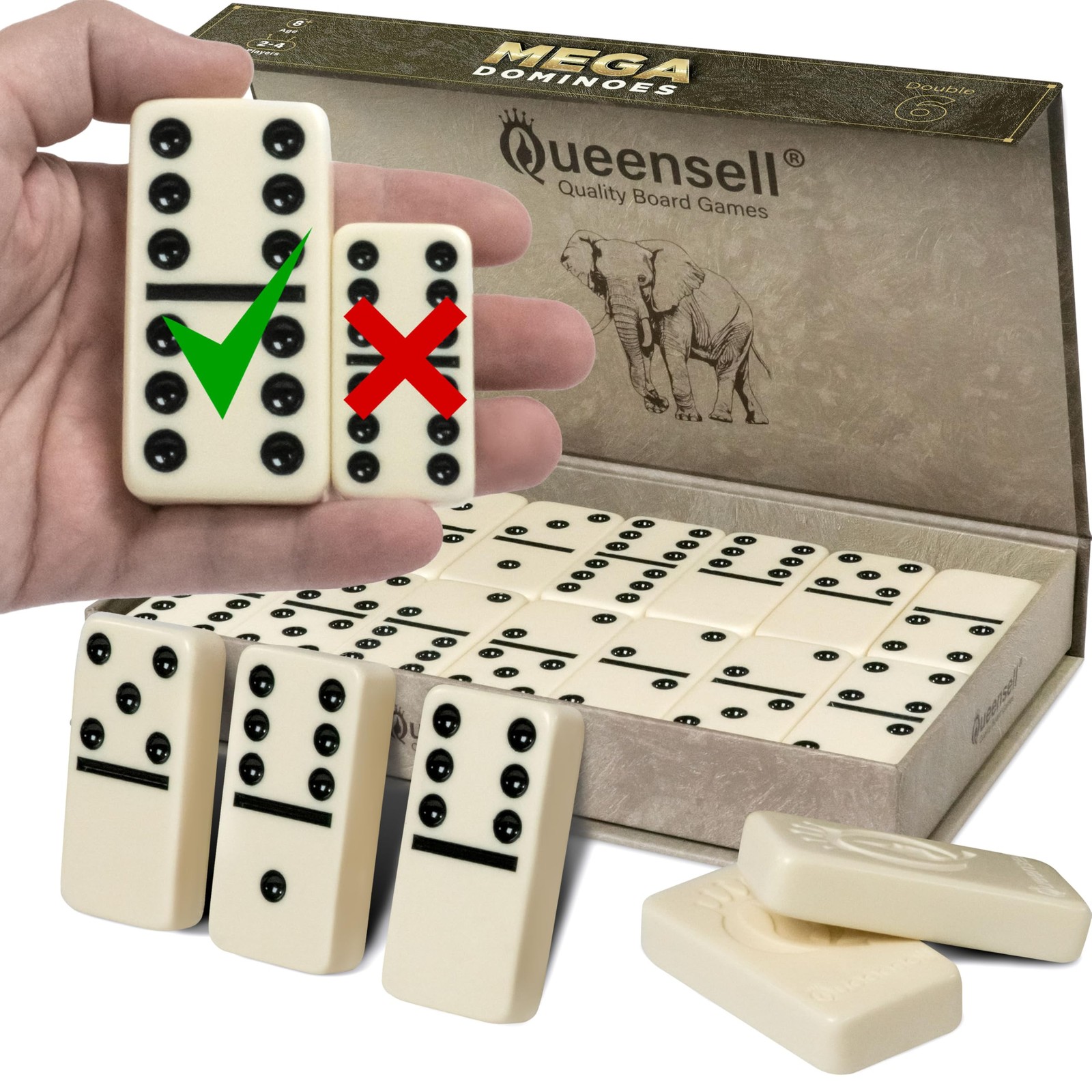 Mega Large 3″ Dominoes Set for Adults and Kids – Dominoes Double 6 Classic Bo…