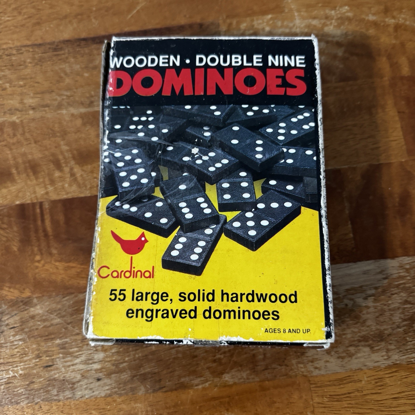 vintage wooden double line dominoes cardinal 554 Complete 55 Large Engraved