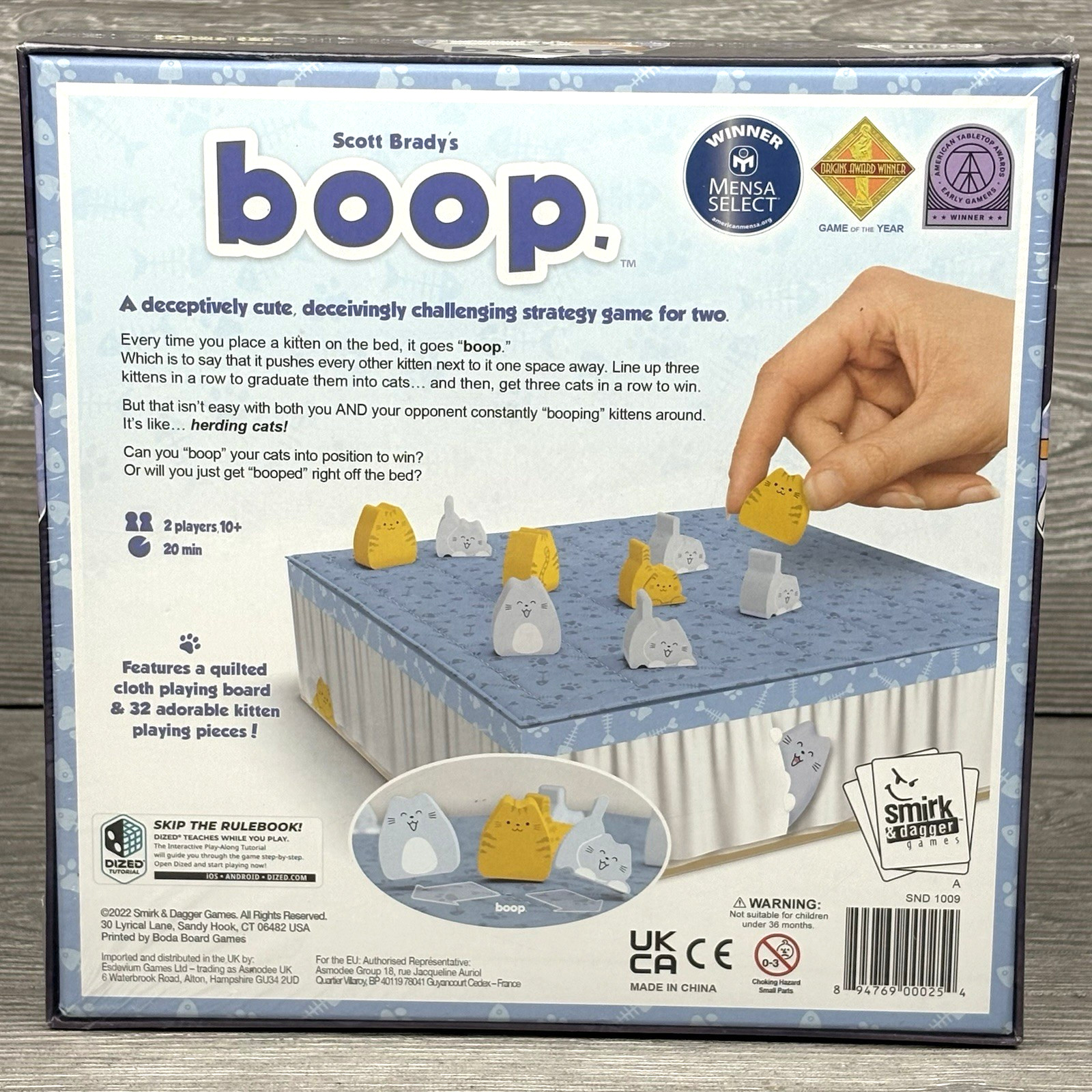 Boop Cat and Kitten Strategy Board Game by Smirk & Dagger – 2 Player Puzzle