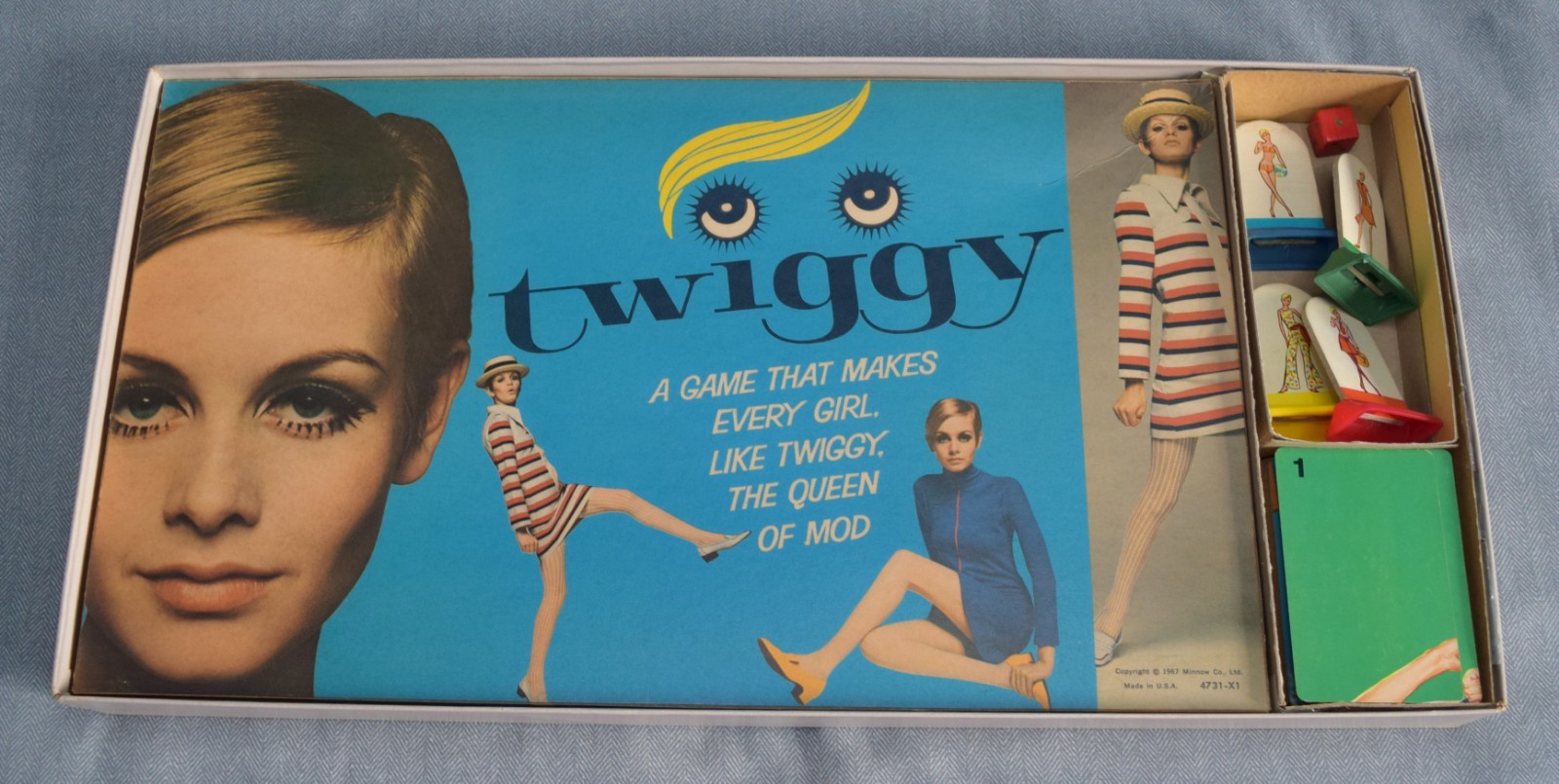 COMPLETE Vintage Twiggy Board Game 1960s 1967 MB Milton Bradley Queen of Mod