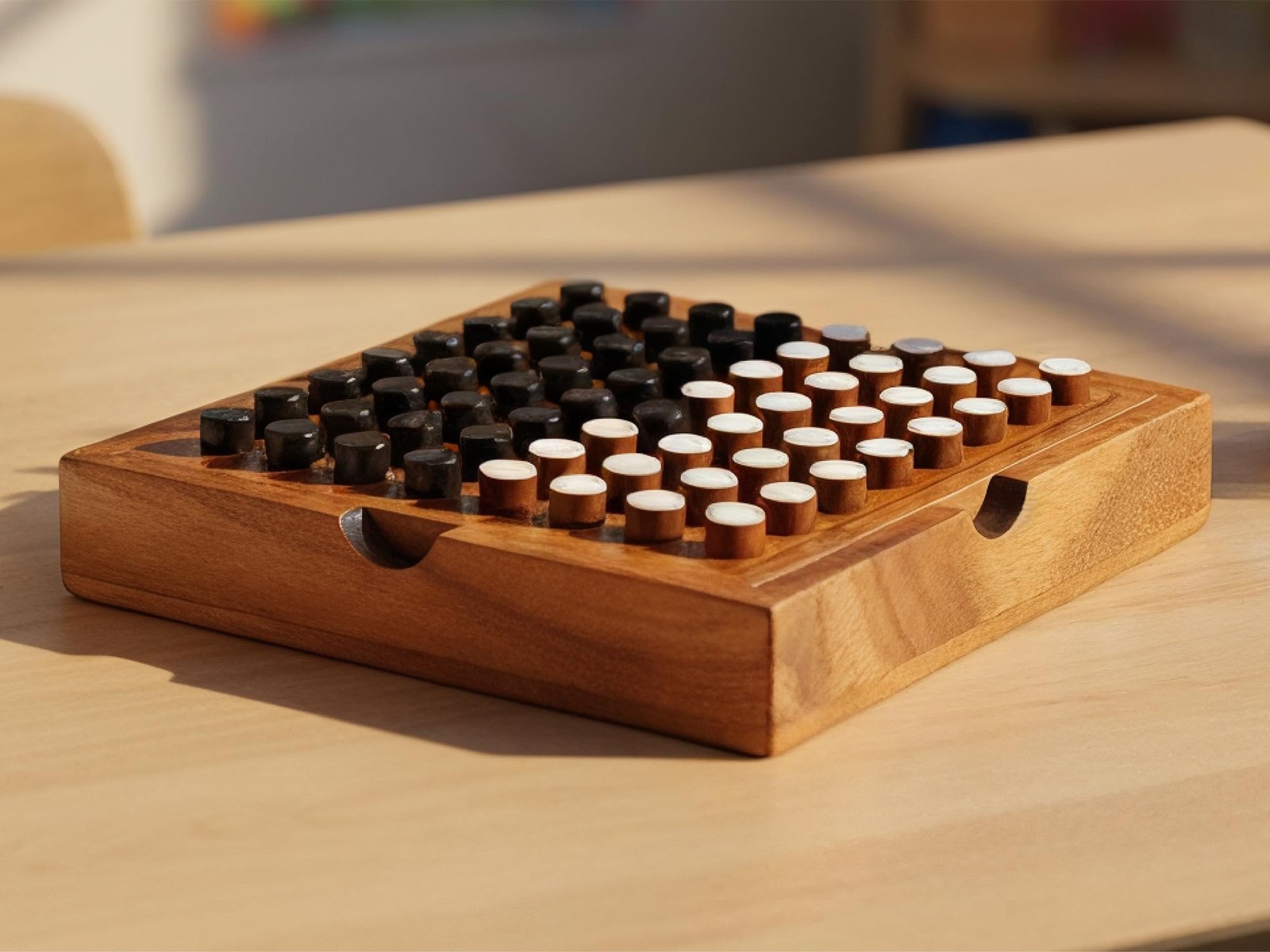 BSIRI Wooden Reversi Othello Board Game 10 inches x 10 inches, Natural Color