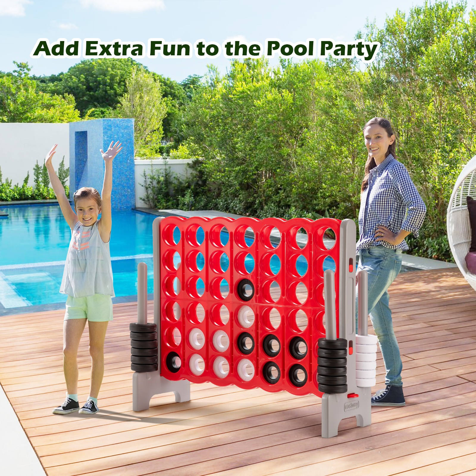 Jumbo 4-to-Score 4 in A Row Giant Game Set Outdoor Indoor Adults Kids Family Fun