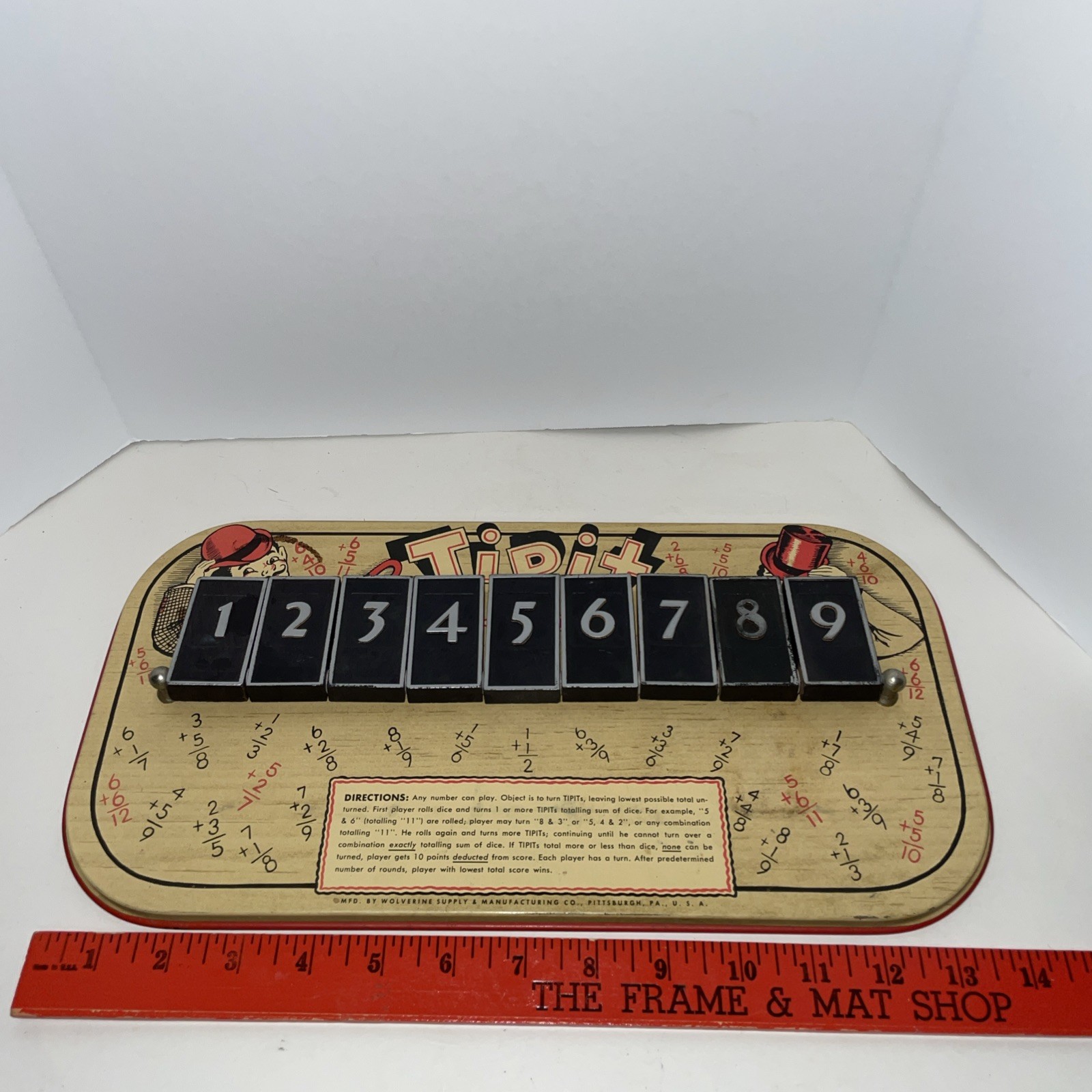 1930’s/40’s Tipit Tin Dice Game Wolverine Supply & Manufacturing Pittsburgh PA