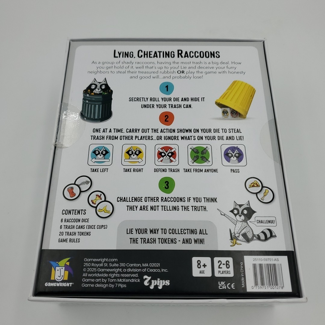 Lying, Cheating Raccoons Game – Gamewright New Game 2025 Pre Owned