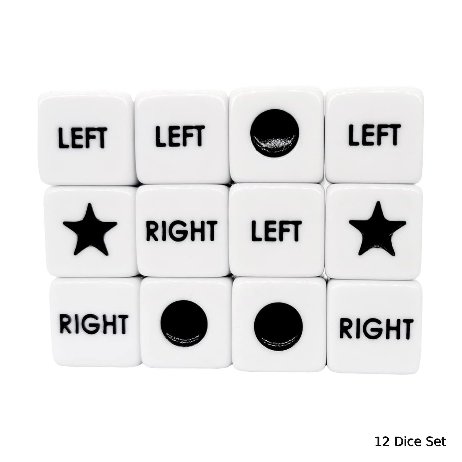 Left Right Center Dice Game Set – 12 Standard Dice Only for LRC Play