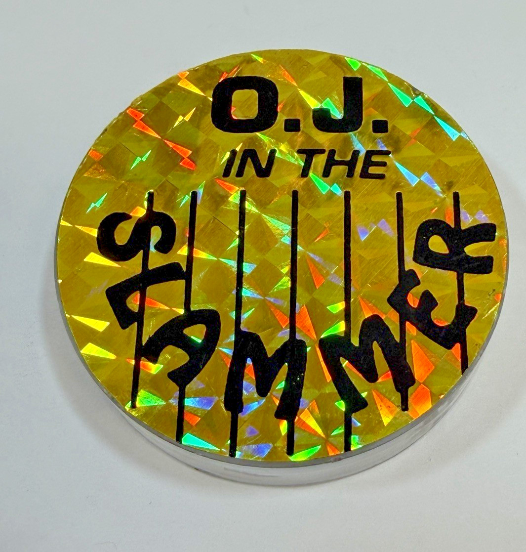 Vintage OJ in the Slammer Pogs Slammer w/Mug Shot 3/8″ Thick