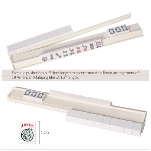 4PCS Mahjong Racks with Pushers White, American Mahjong All-in-one Tile Rack