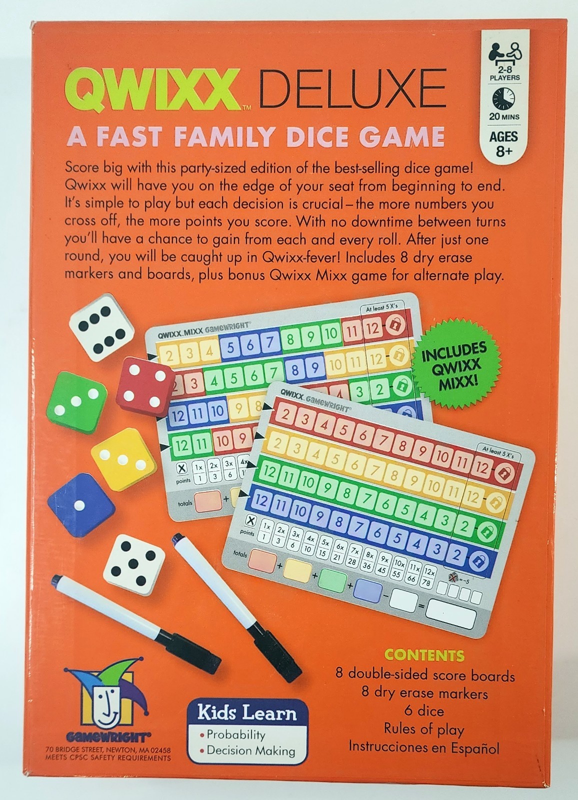 Qwixx Deluxe Board Game NEW Fast Family Dice Game Gamewright