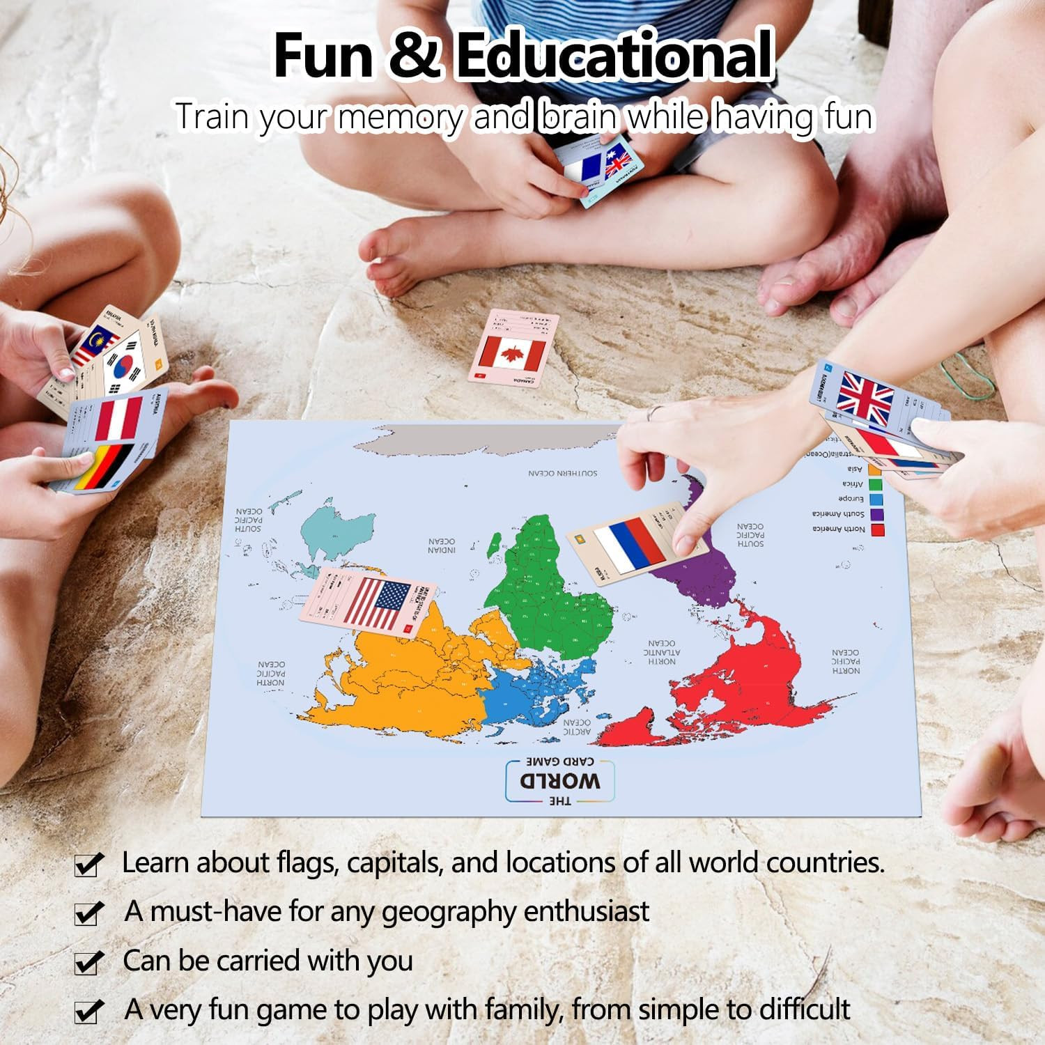 The World Card Game – World Flags Flashcards – Geography Board Game with World