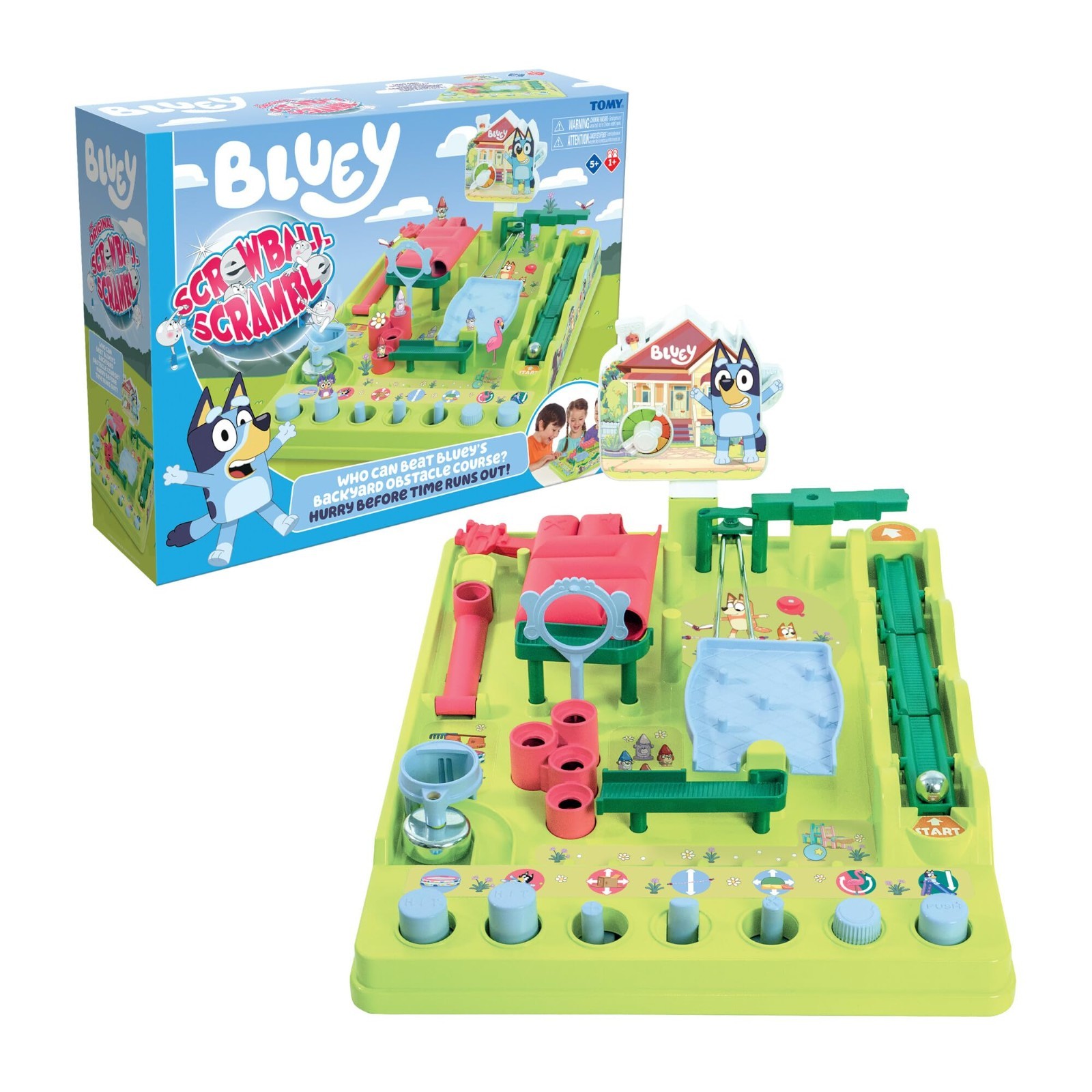 Bluey Screwball Scramble Marble Maze – Obstacle Course & Marble Run Game – 1-4 P