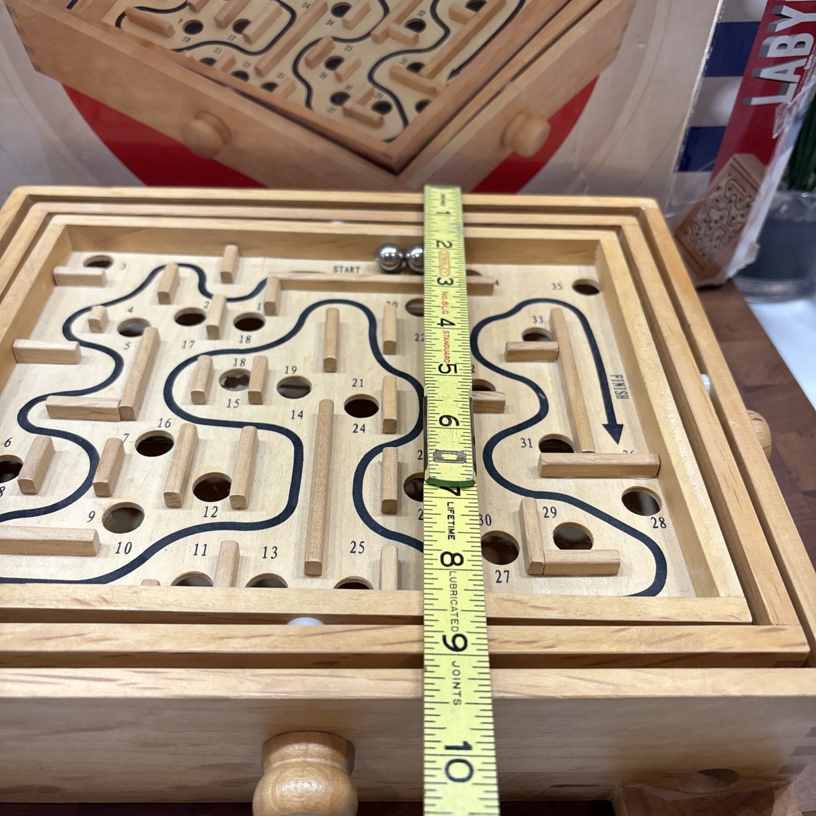 Labyrinth Wooden Maze Tilting Puzzle w/ 2 Marbles Hand Crafted Classic