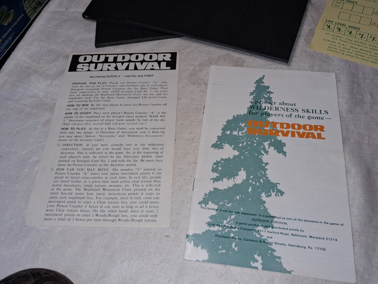 Vintage Outdoor Survival Board Game No Box Avalon Hill