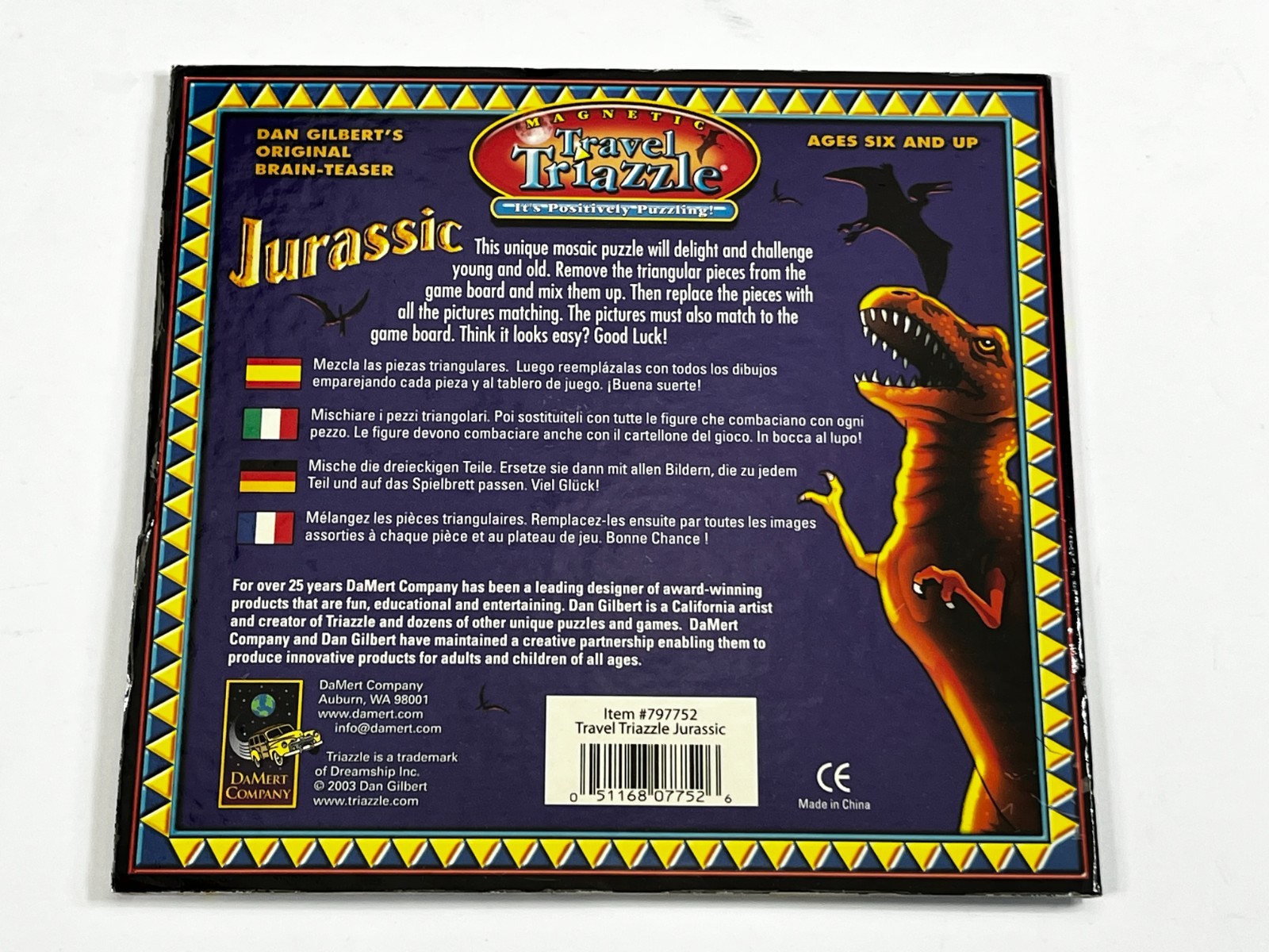 Magnetic Travel Triazzle Triangle Puzzle Jurassic Dinosaurs Dan Gilbert DaMert