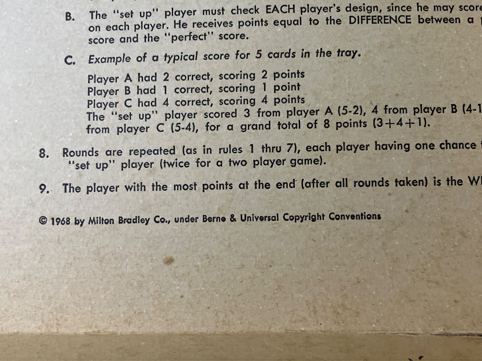 Vintage 1968 Milton Bradley Recall Game Of Observation Vintage 1968