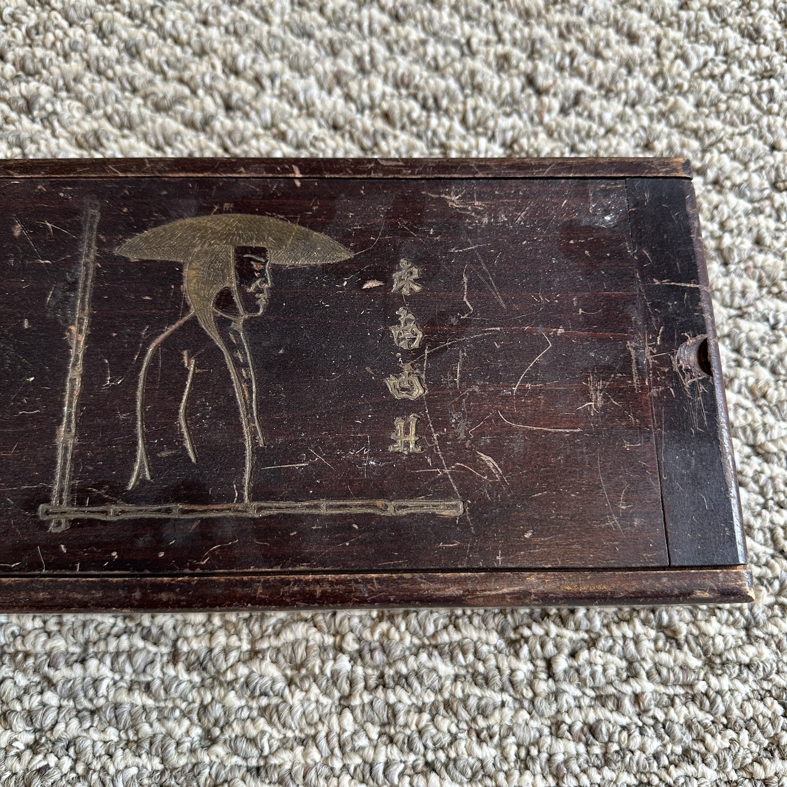 Vintage Chinese Mandarin Mahjong Game Set 144 Tiles Wood Relief Box