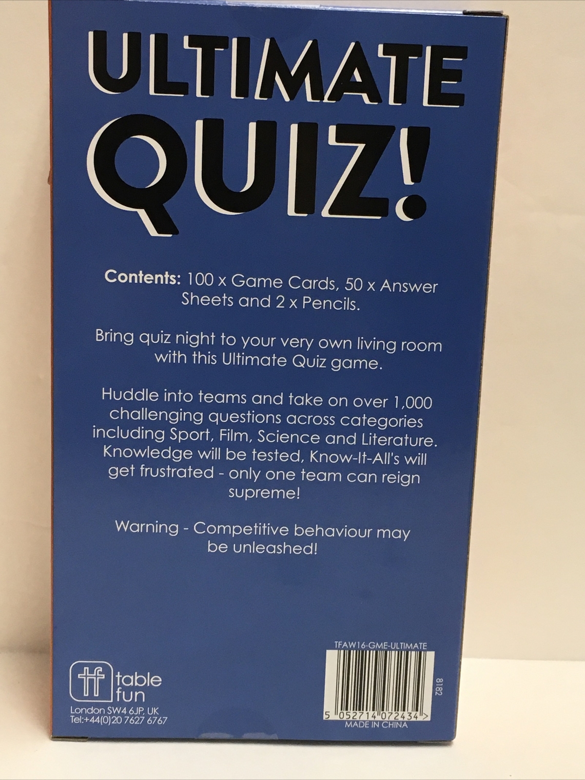 Talking Tables, ULTIMATE QUIZ AGE 16+ 1000 QUESTIONS NEW IN BOX