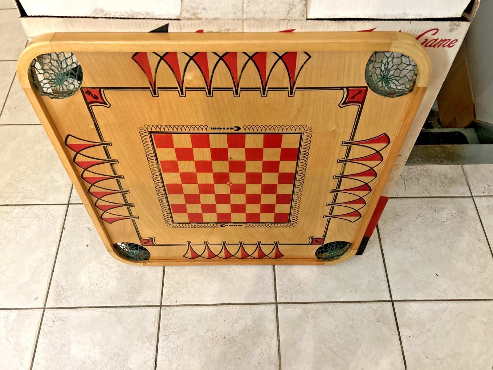 Vintage Carrom Game Board w/ Original Box 28×28 No Pieces Ludington MI