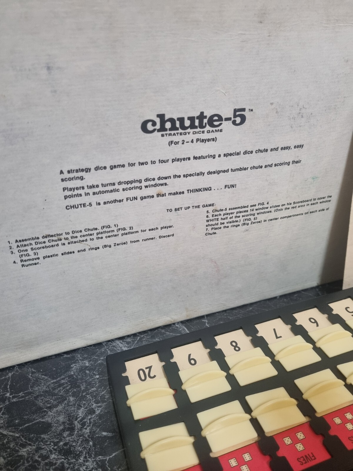 Vintage Milton Bradley Board Game Chute-5 Yahtzee Dice Stratergy Game Rare 1973