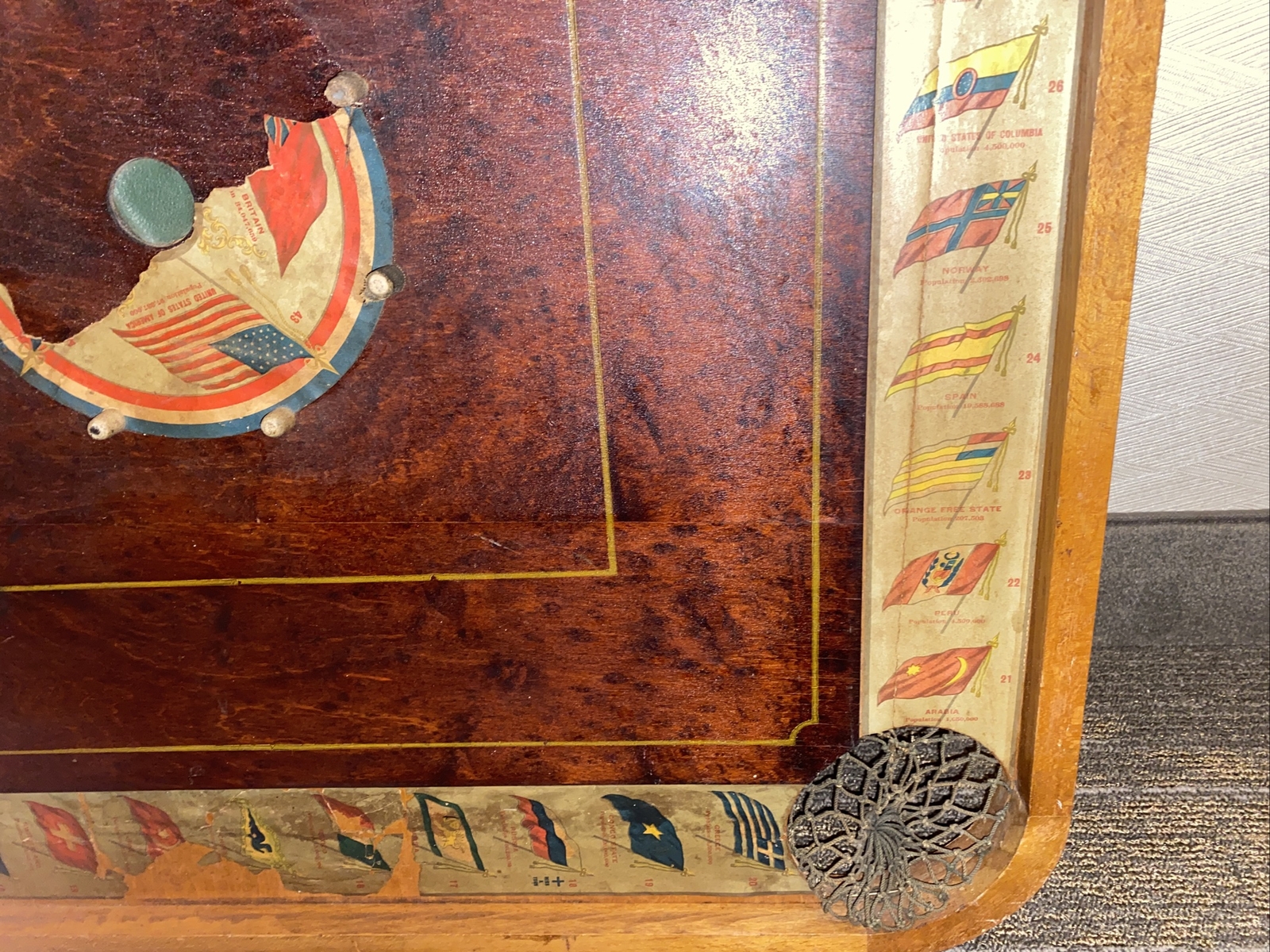 Antique 1913 Archarena Wood Game Board With game Pieces Great Wall Decor