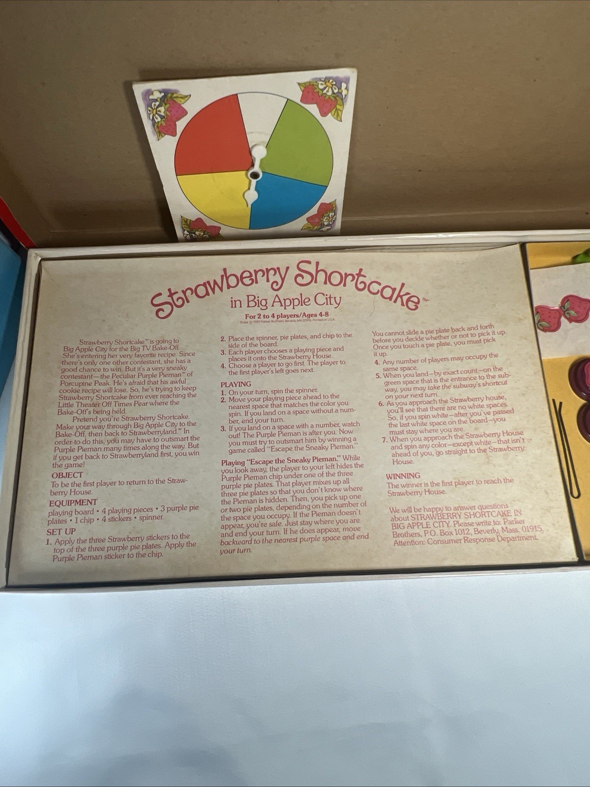 Vintage 1981 Parker Brothers Strawberry Shortcake in Big Apple City Board Game