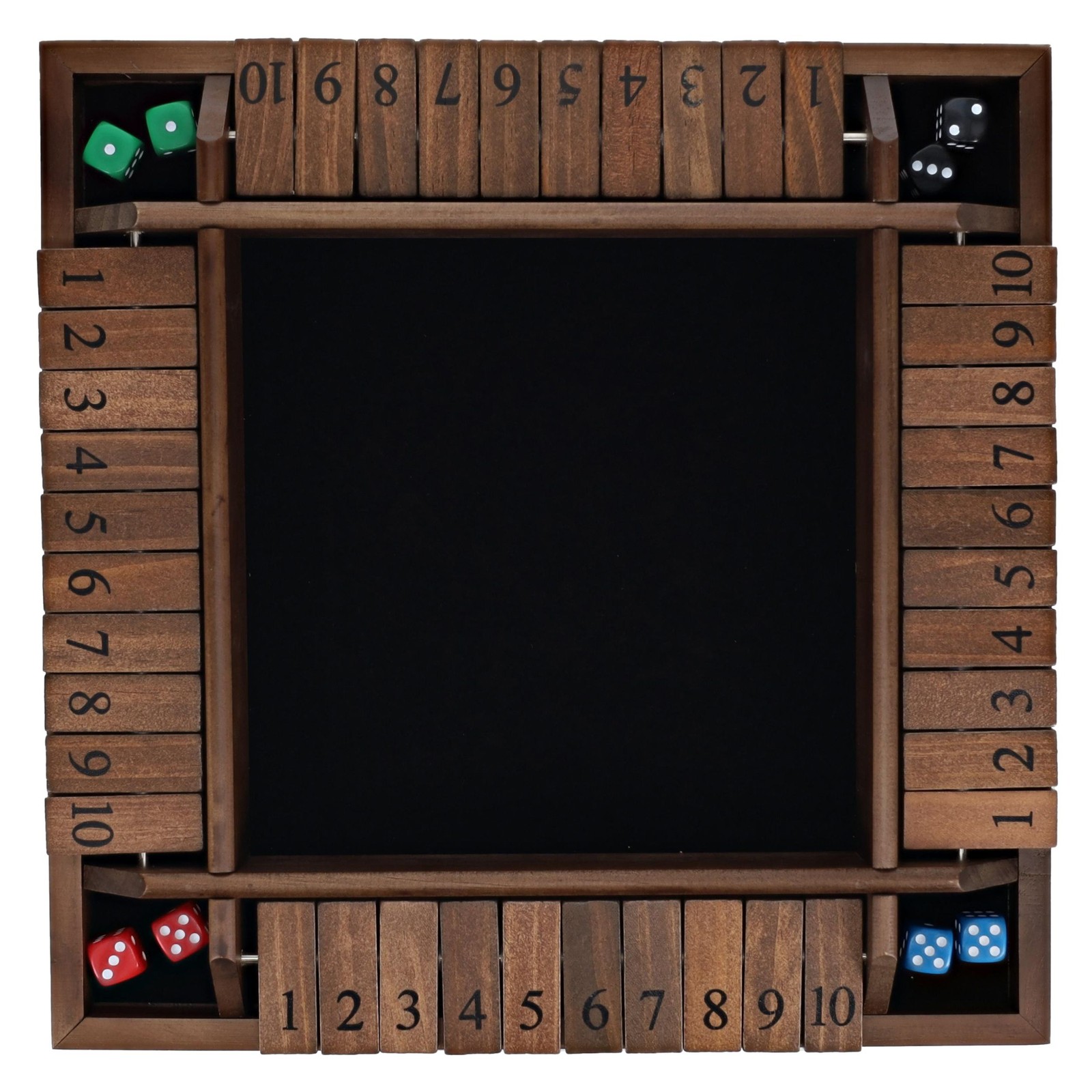 WE Games 4 Player Shut The Box(TM) Dice Game with Lid, Natural Wood, Large