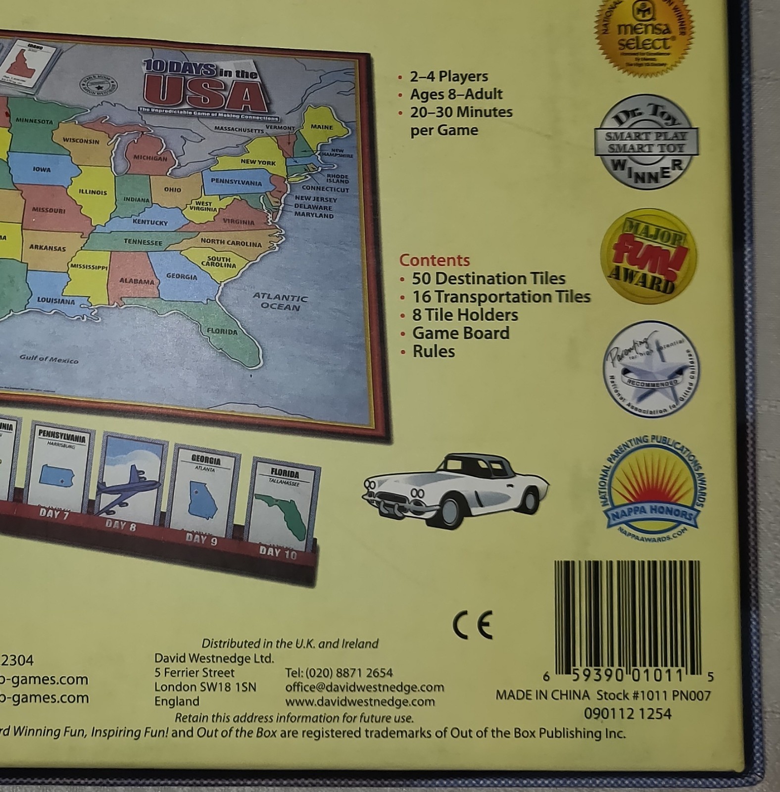 10 Days In The USA Board Game MENSA Family 2-4 Players NEW Traveling Ages 8+