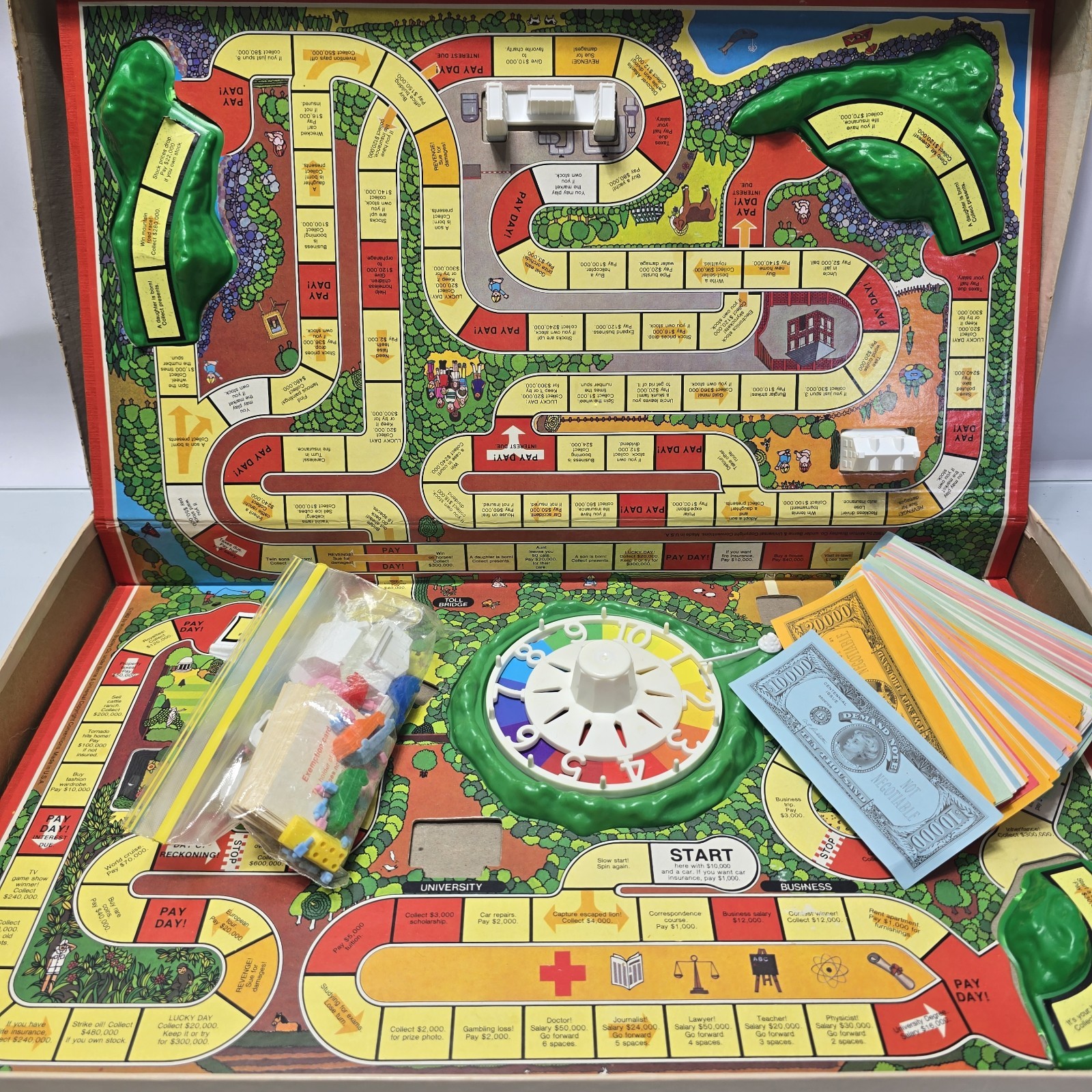 RARE VTG The Game of Life Milton Bradley 1985 COMPLETE Classic Family Version