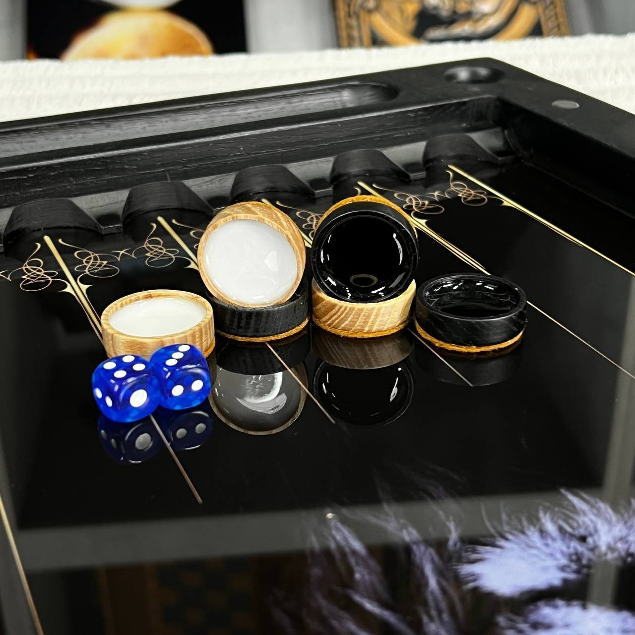 Tempered Glass Backgammon Set Lion Design, Game Board, Gift for Him 50cm (19.7″)