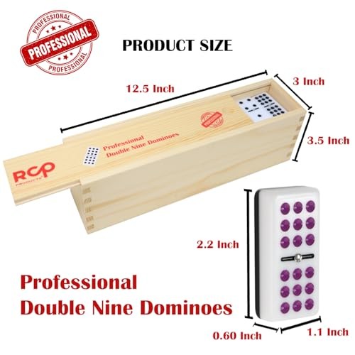 Dominos Set for Adults – Professional Double 9 Dominoes Set of 55 Tiles, Black