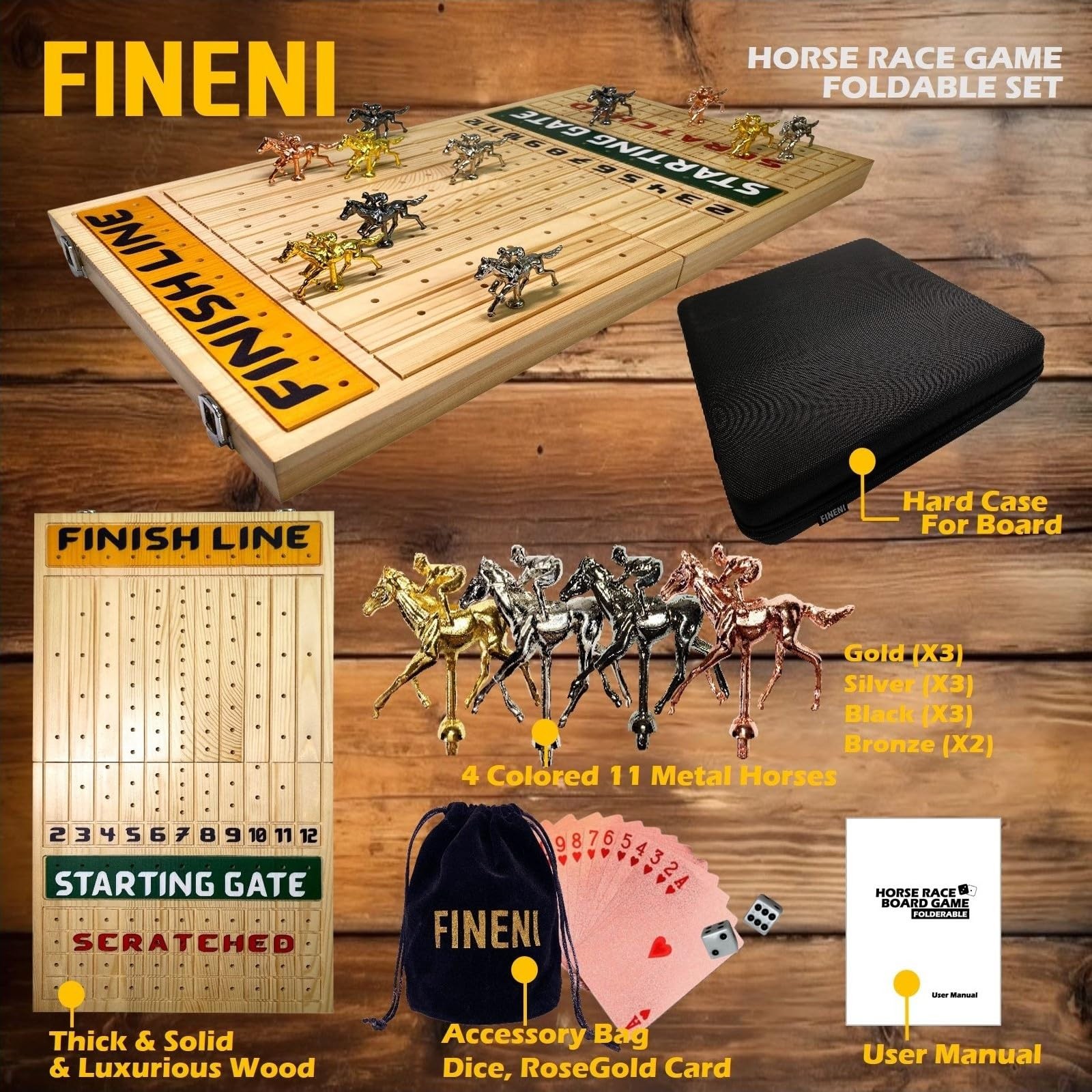 Horse Racing Game for Adults, Foldable Horse Race Board Game with 11 Luxuriou…