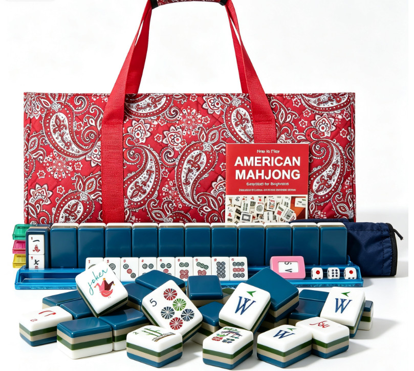 NEW!American Mahjong,160 deep blue Layered+Fashion Mahjong bag set Fast ship