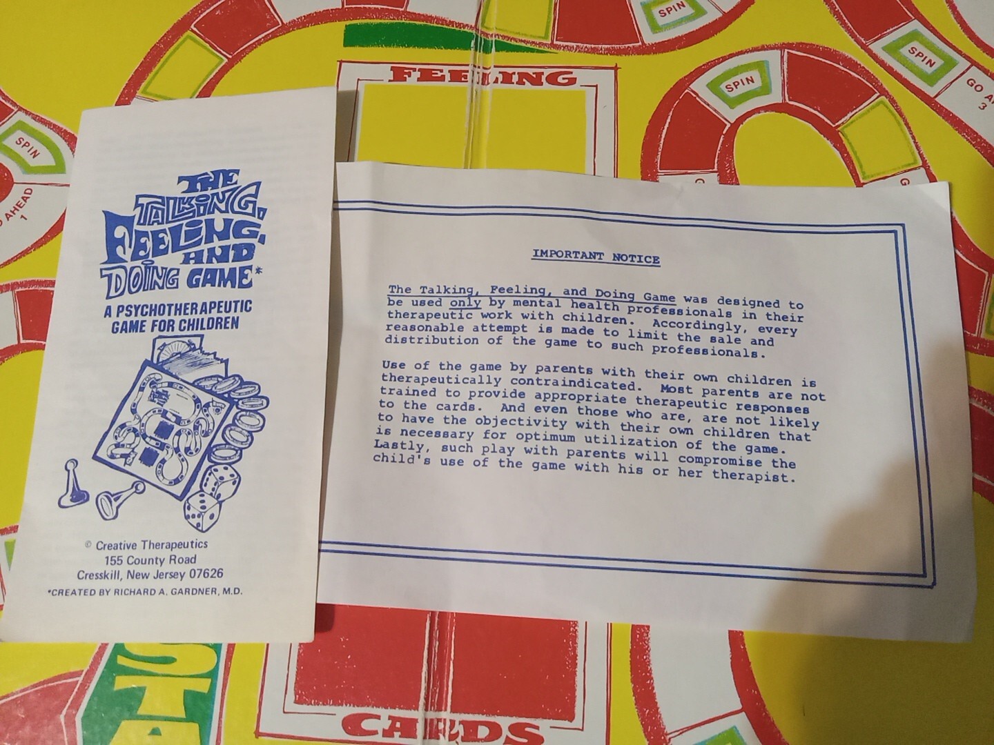 Vintage The Talking, Feeling And Doing Game A Psychotherapeutic Game 1973