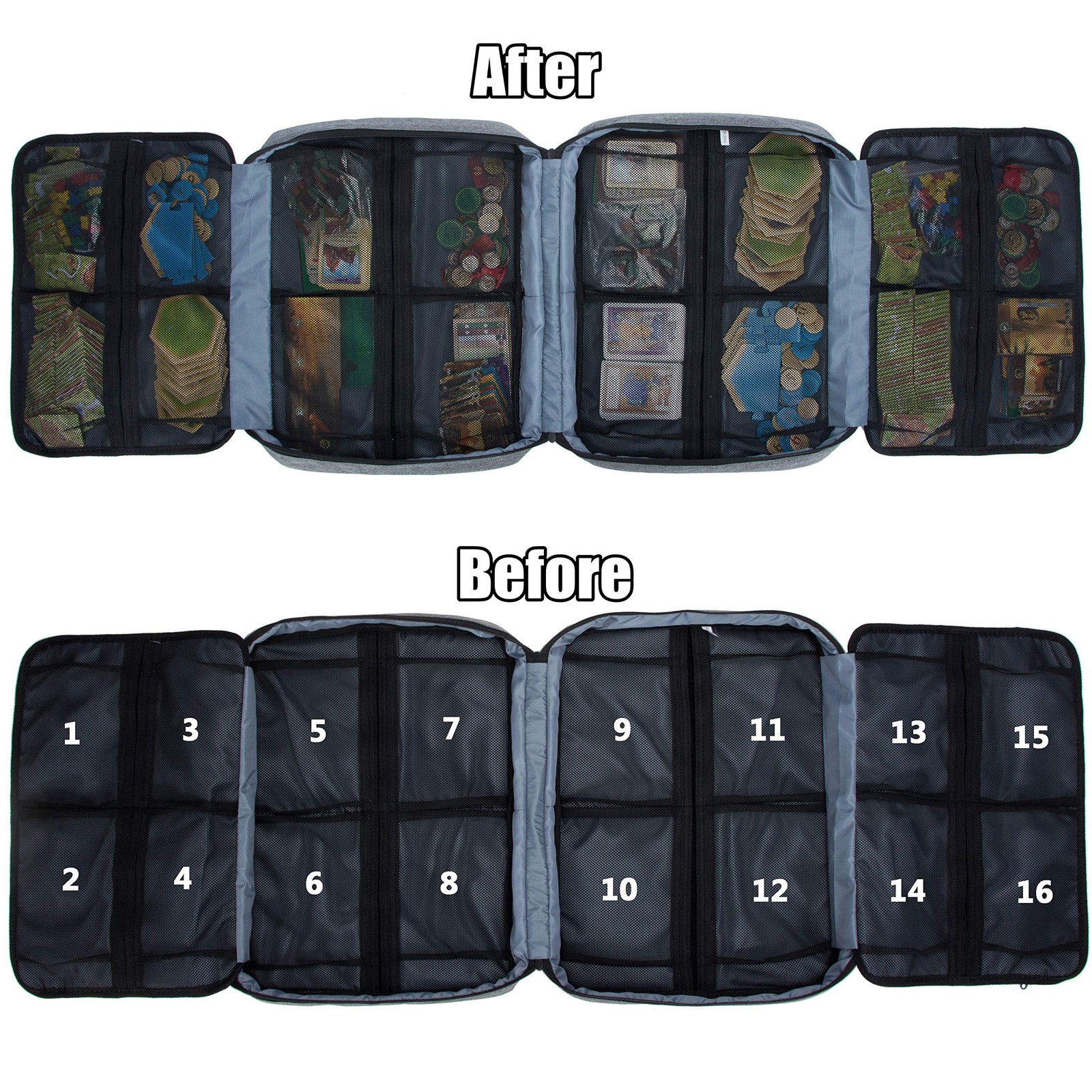 KISLANE Board Game Carrying Case with 18 Pockets for Board Games, Pieces, Tok…