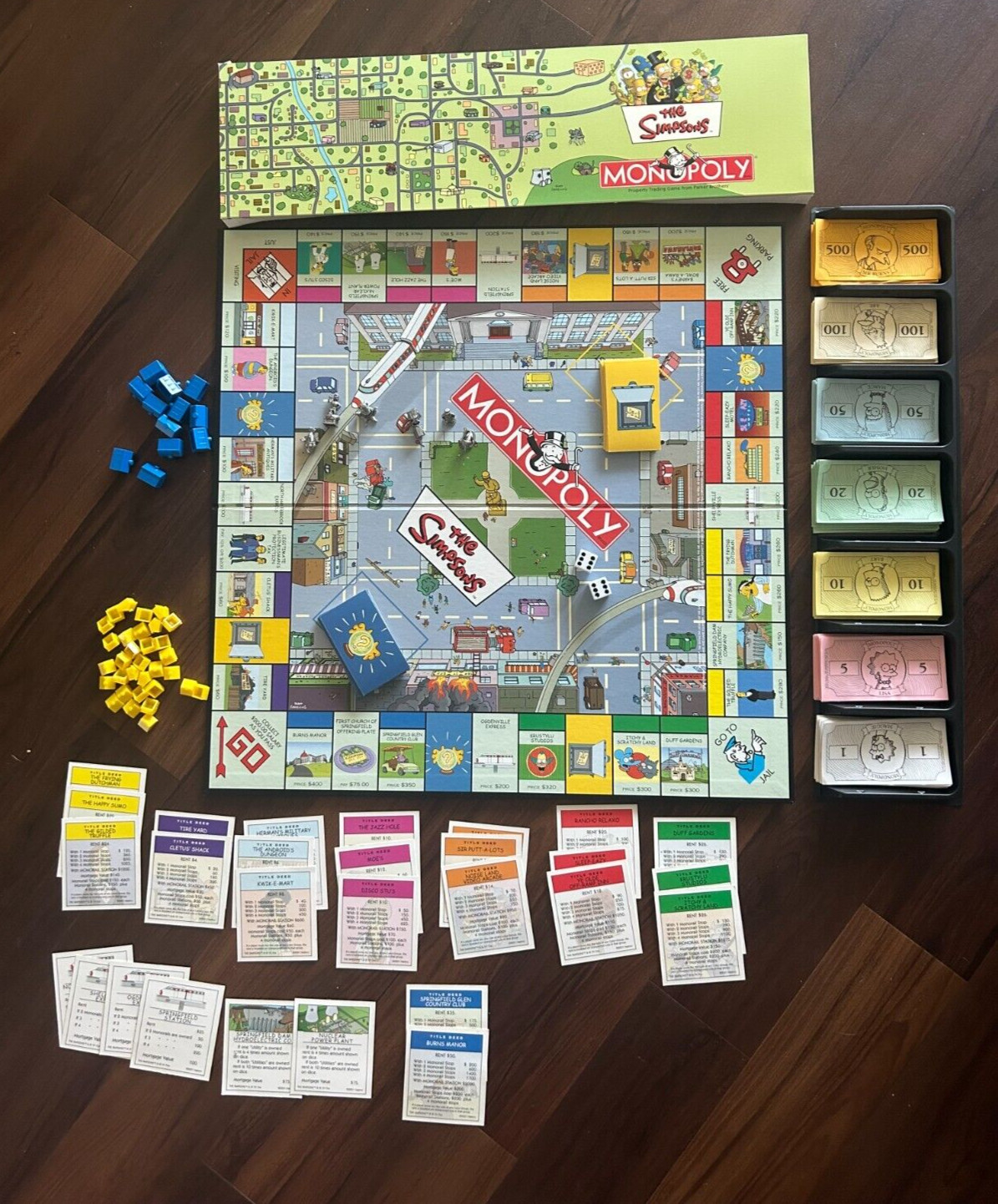 The Simpsons Monopoly Game with 6 Pewter Tokens – 2001 RARE Vintage