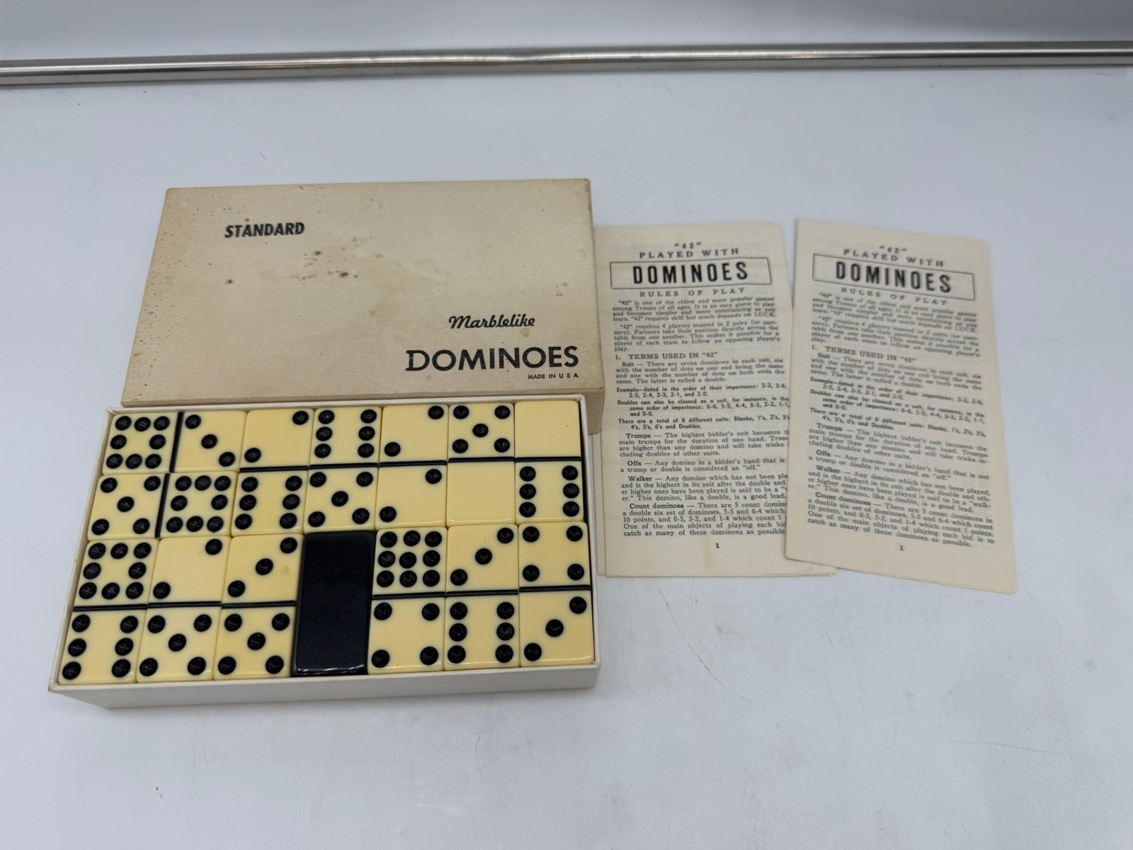 Vintage Puremco Standard Marblelike #616 IVORY Dominoes