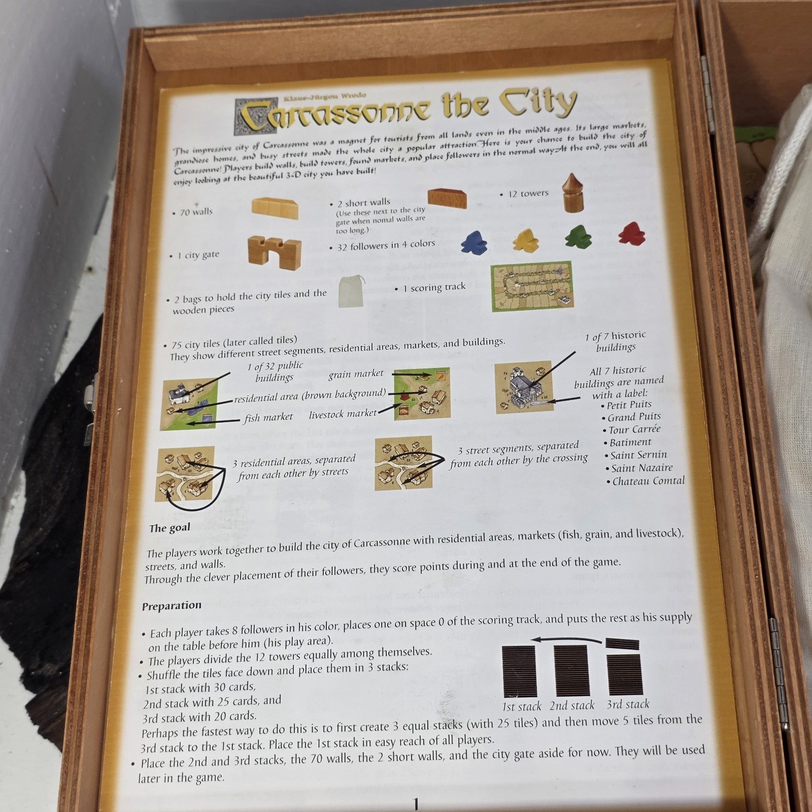 Carcassonne The City Klaus-Jurgen Wrede Complete Wooden Collector Edition Board
