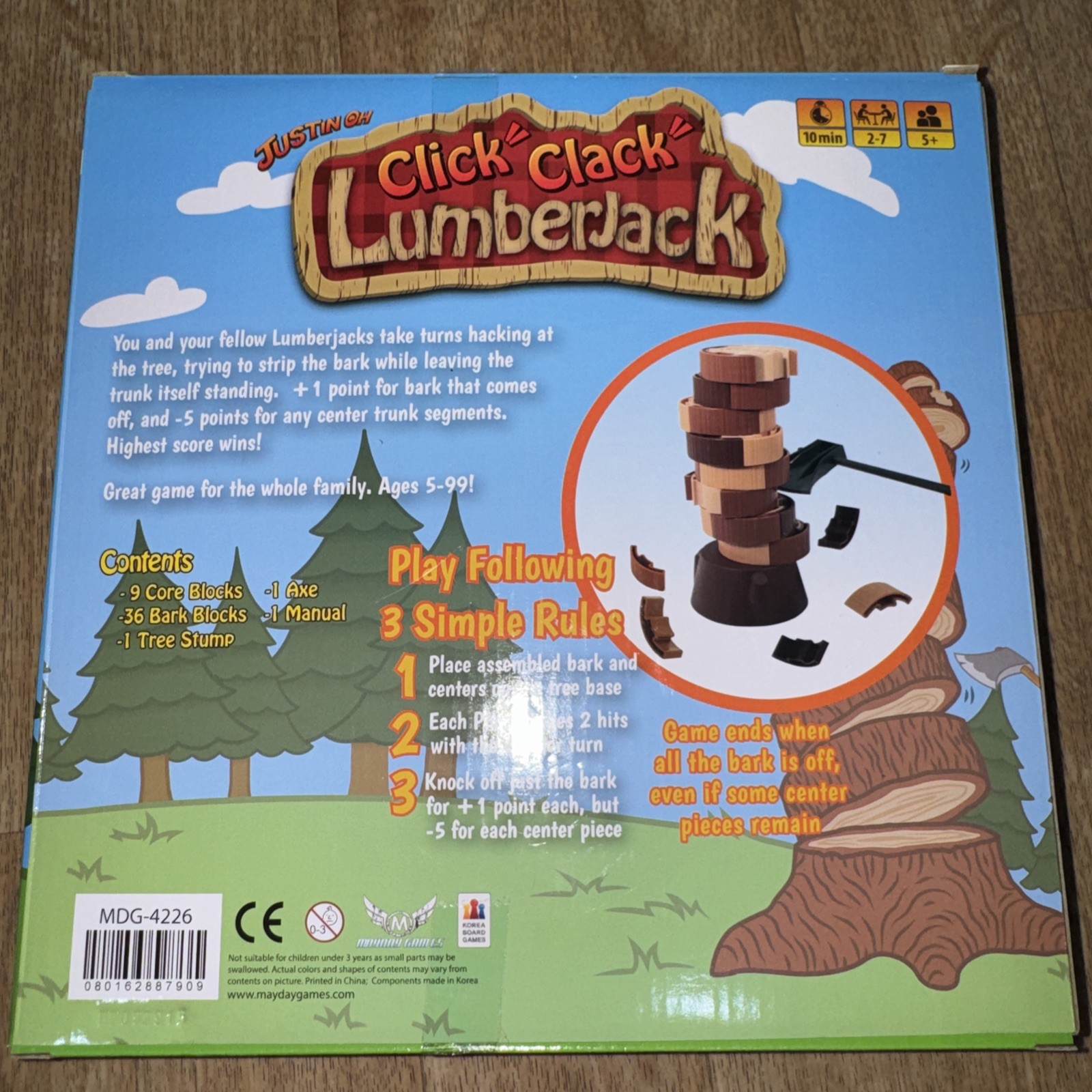 Rare MAYDAY Korea Board Game CLICK CLACK LUMBERJACK 1st Ed KICKSTARTER Complete