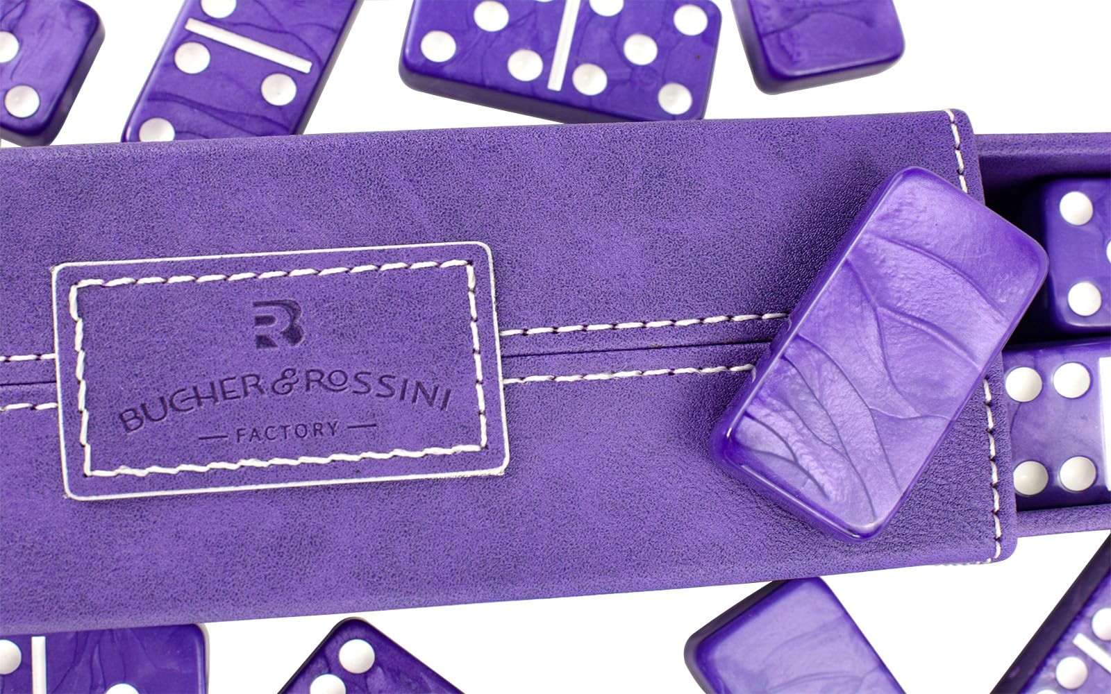 Vovotuzzi Dominos Set for Adults – 11 inches x 3 x 2.2 inches, Purple