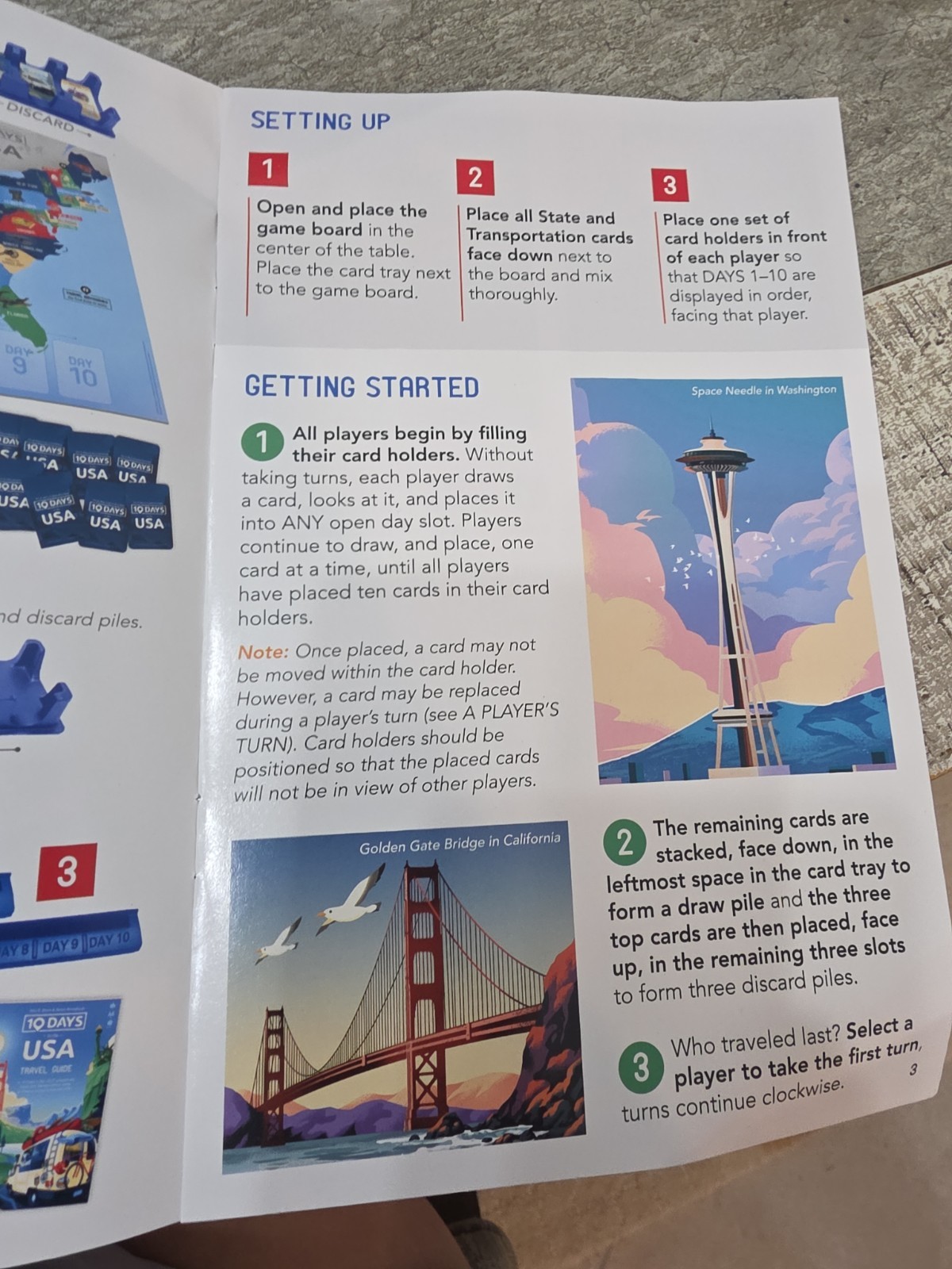 USAopoly 10 Days in The USA Family Road Trip Board Game Learn About US America