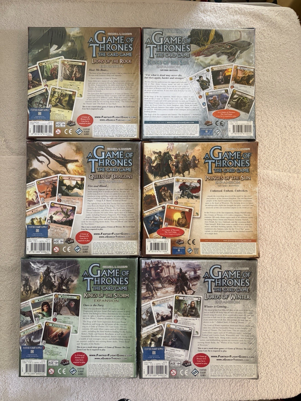 A Game of Thrones LCG Expansion Lot Of 6 New Sealed CCG
