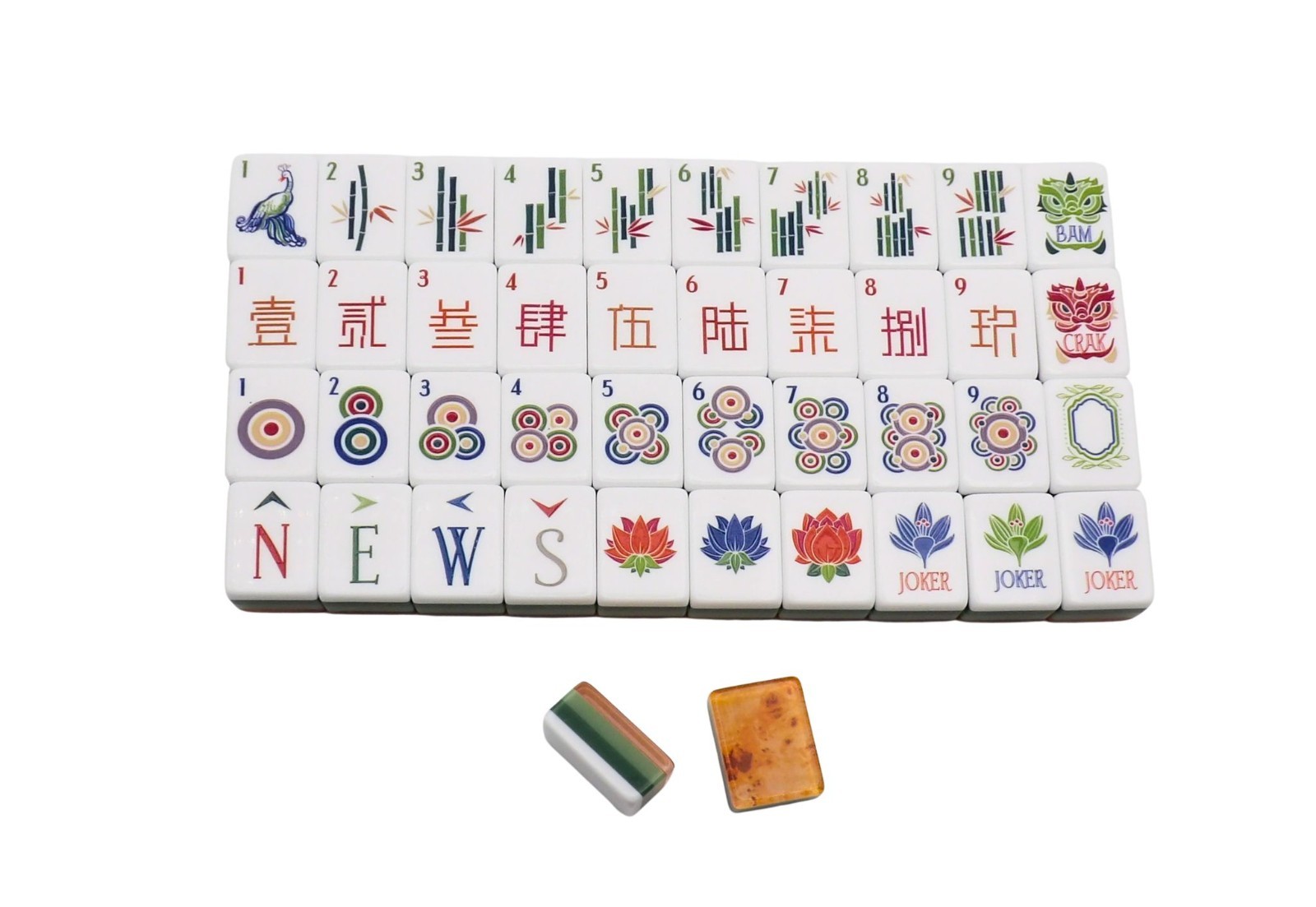 New Luxury Mahjong 160 Tile Acrylic Set Faux Burl Wood Backs Case Dice Bag
