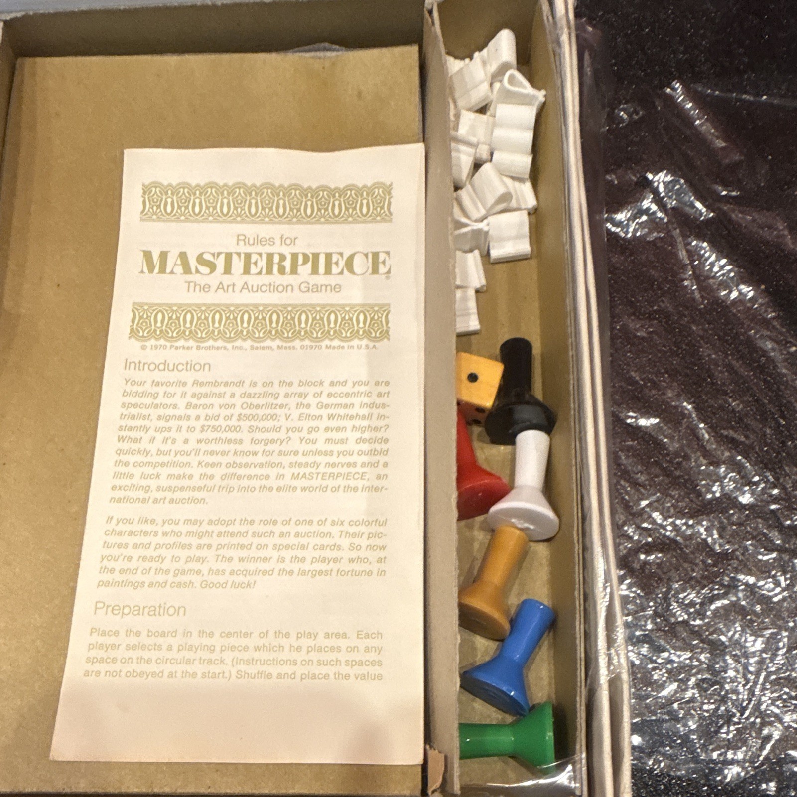 Parker Brothers Masterpiece The Art Auction Game Vintage 1970 Complete 3-6 12+