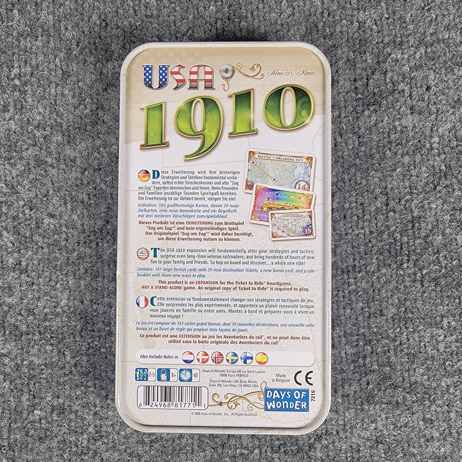 Ticket to Ride: USA 1910 Expansion Pack Collectors Tin 100% Complete Excellent