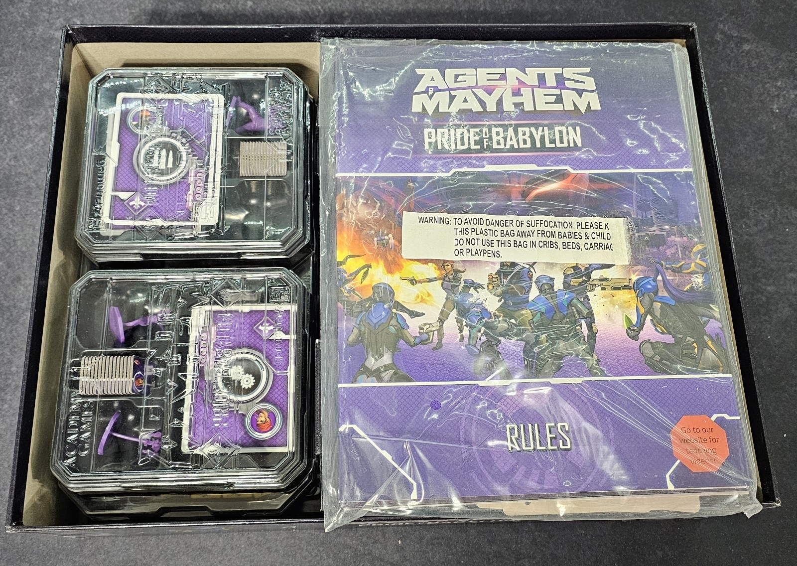 Agents of Mayhem Board Game + 6 Expansion Packs