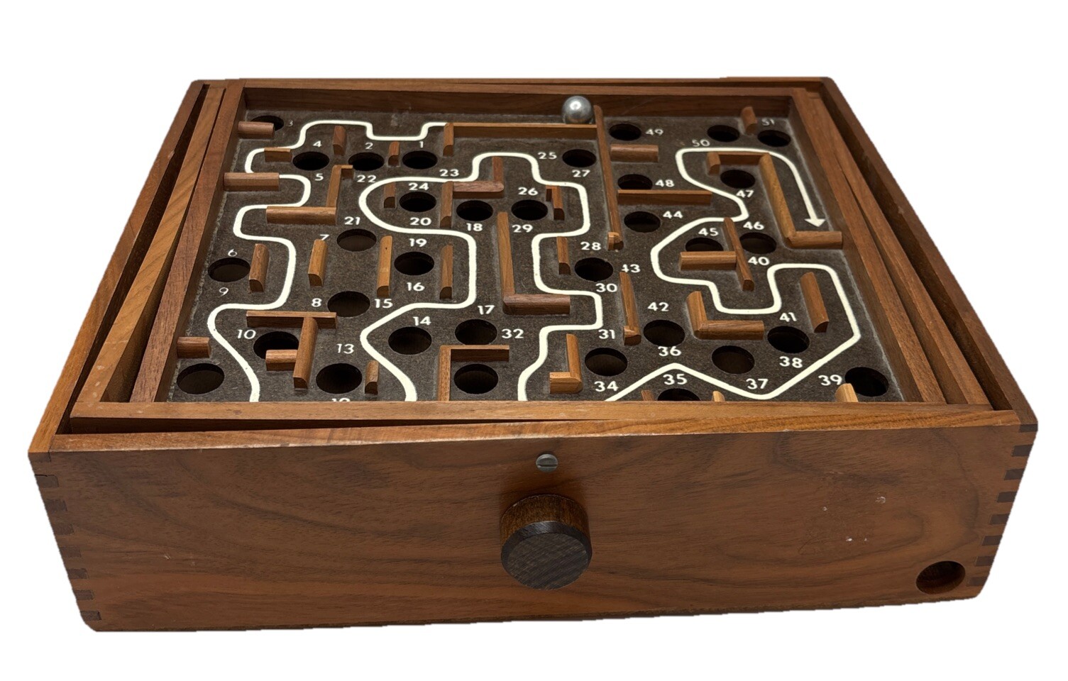 Vtg 80s Labyrinth Wooden Steel Ball Marble Tilting Maze Puzzle Game Roll-A-Maze